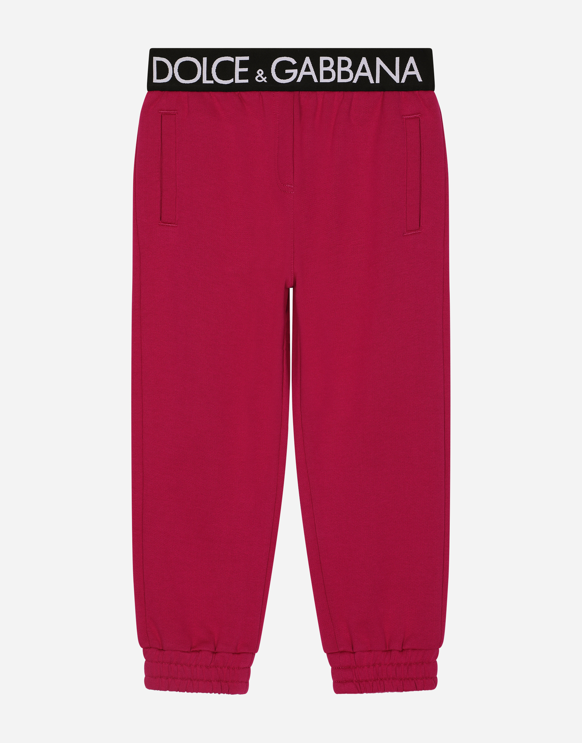 Dolce & Gabbana Kids' Jersey Jogging Pants With Branded Elastic In Fuchsia
