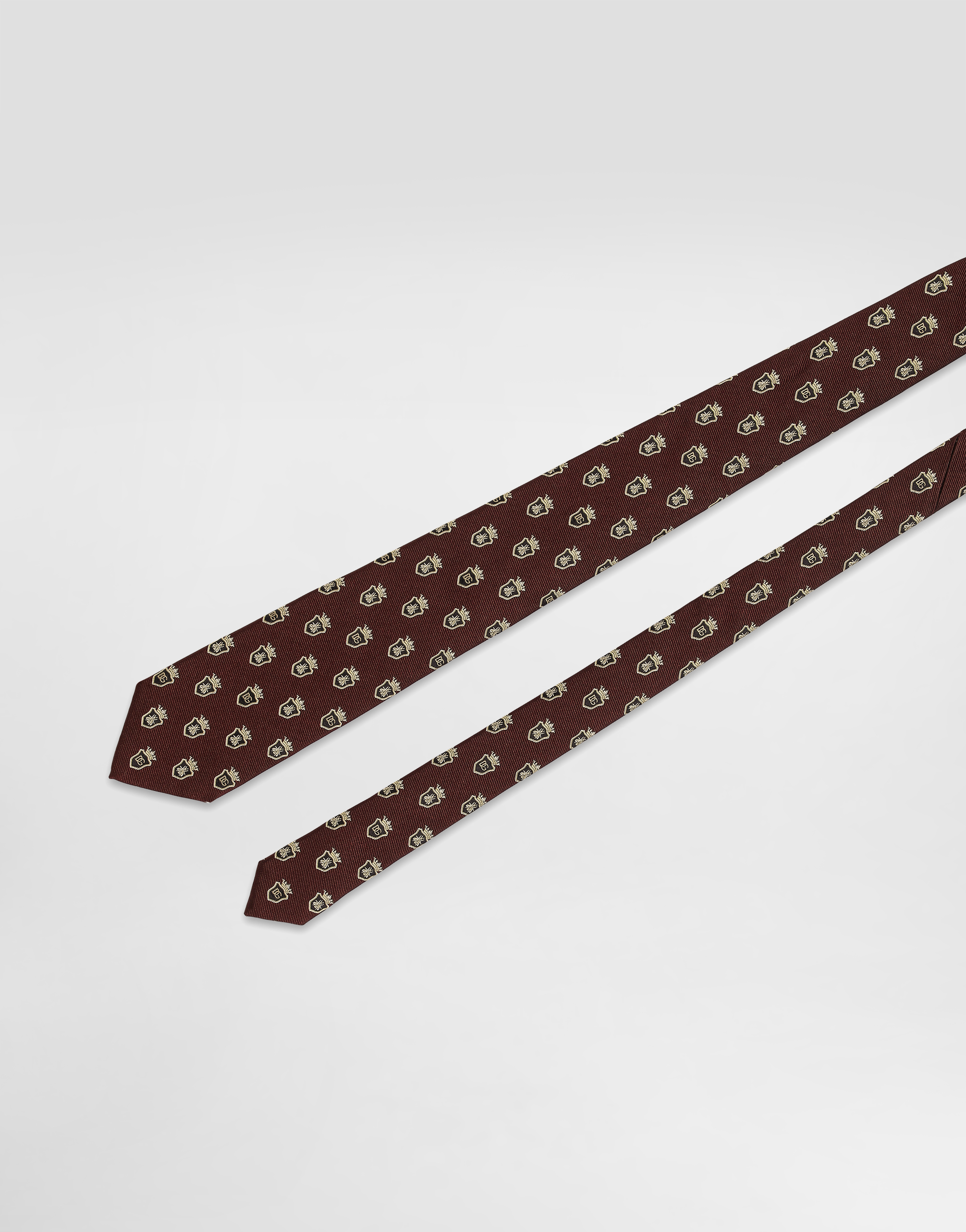 Dolce & Gabbana Jacquard Tie With Heraldic Shields In Brown