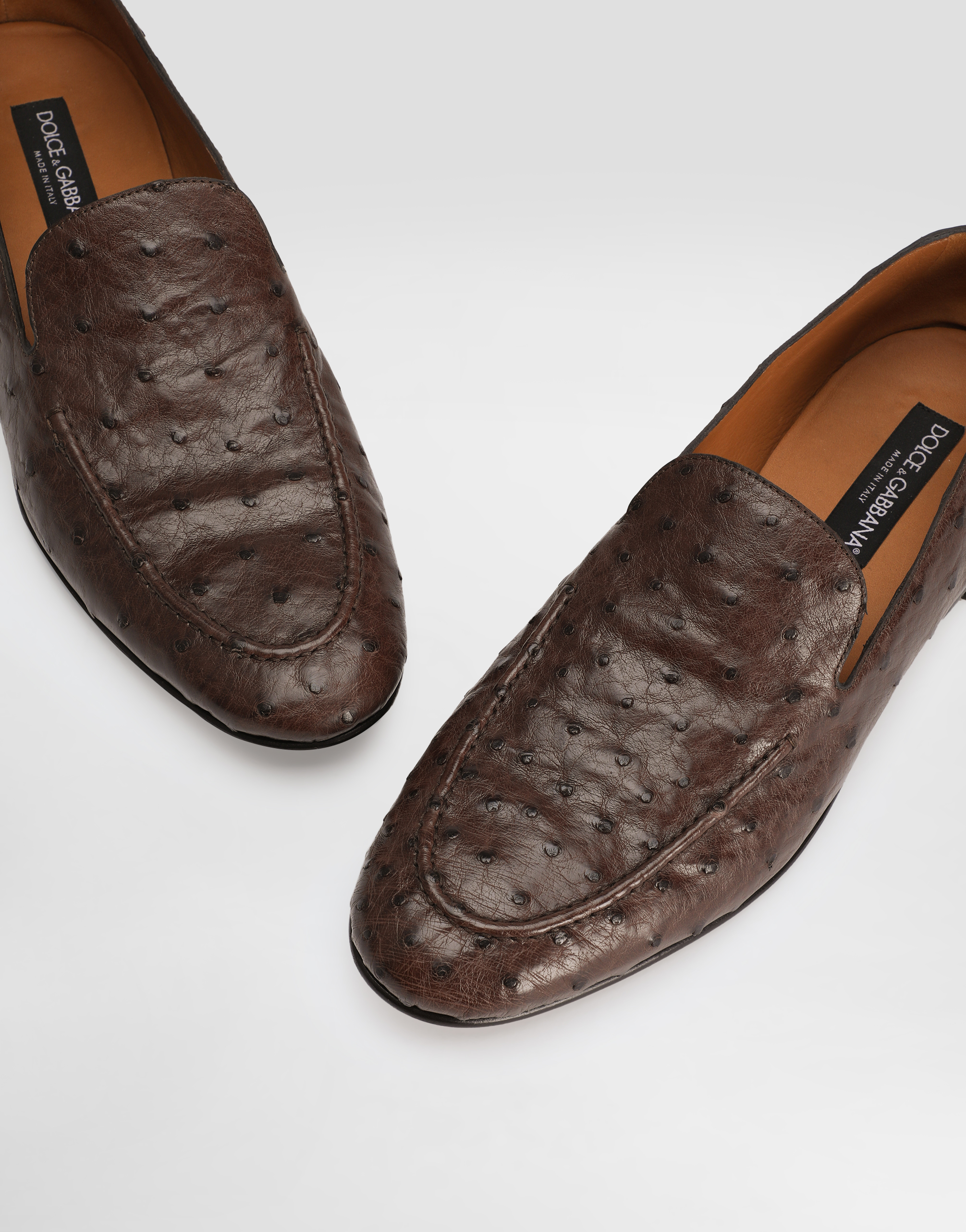 Ostrich leather slippers
