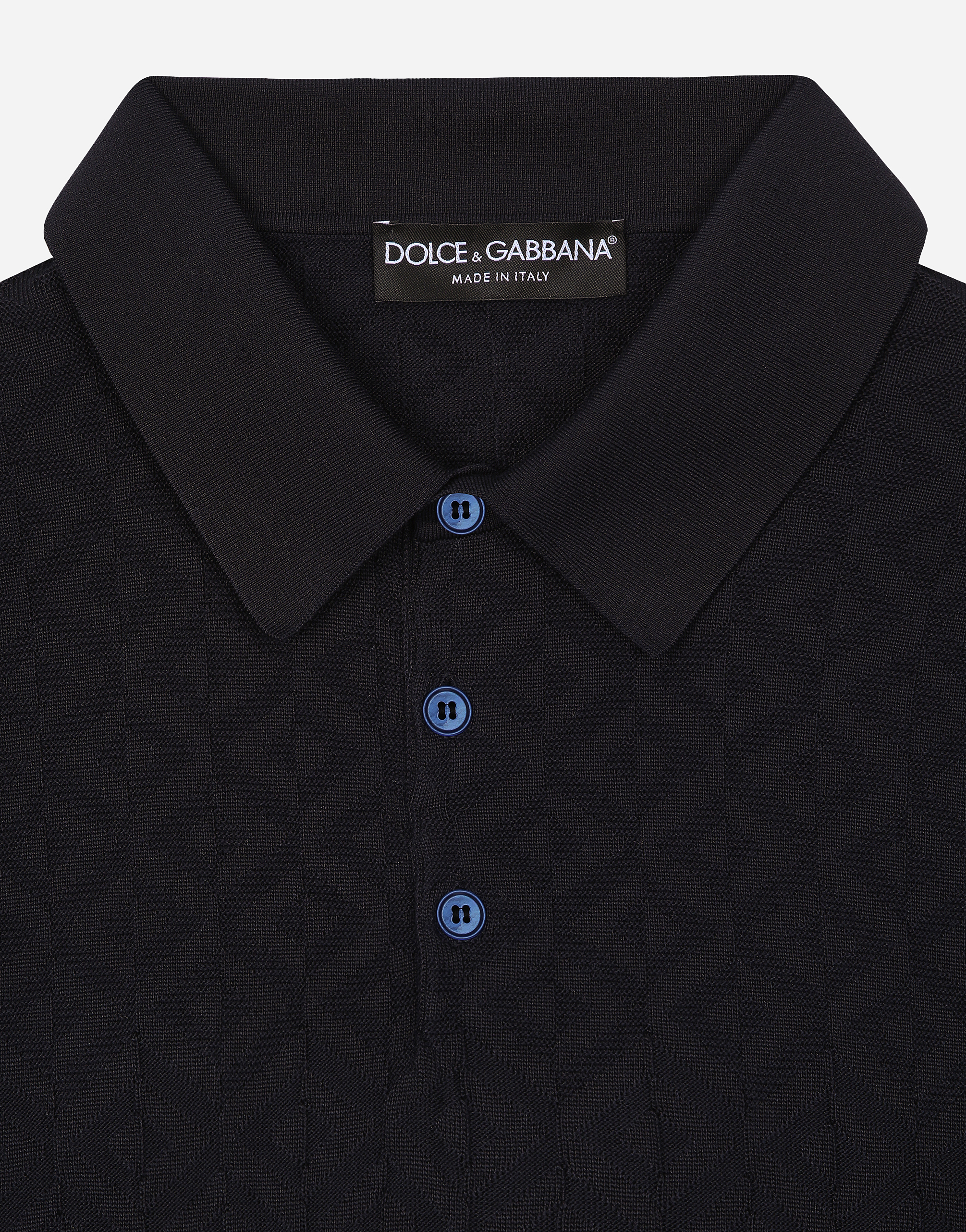 Dolce & Gabbana Black 'dg' Logo Jacquard Polo In Black