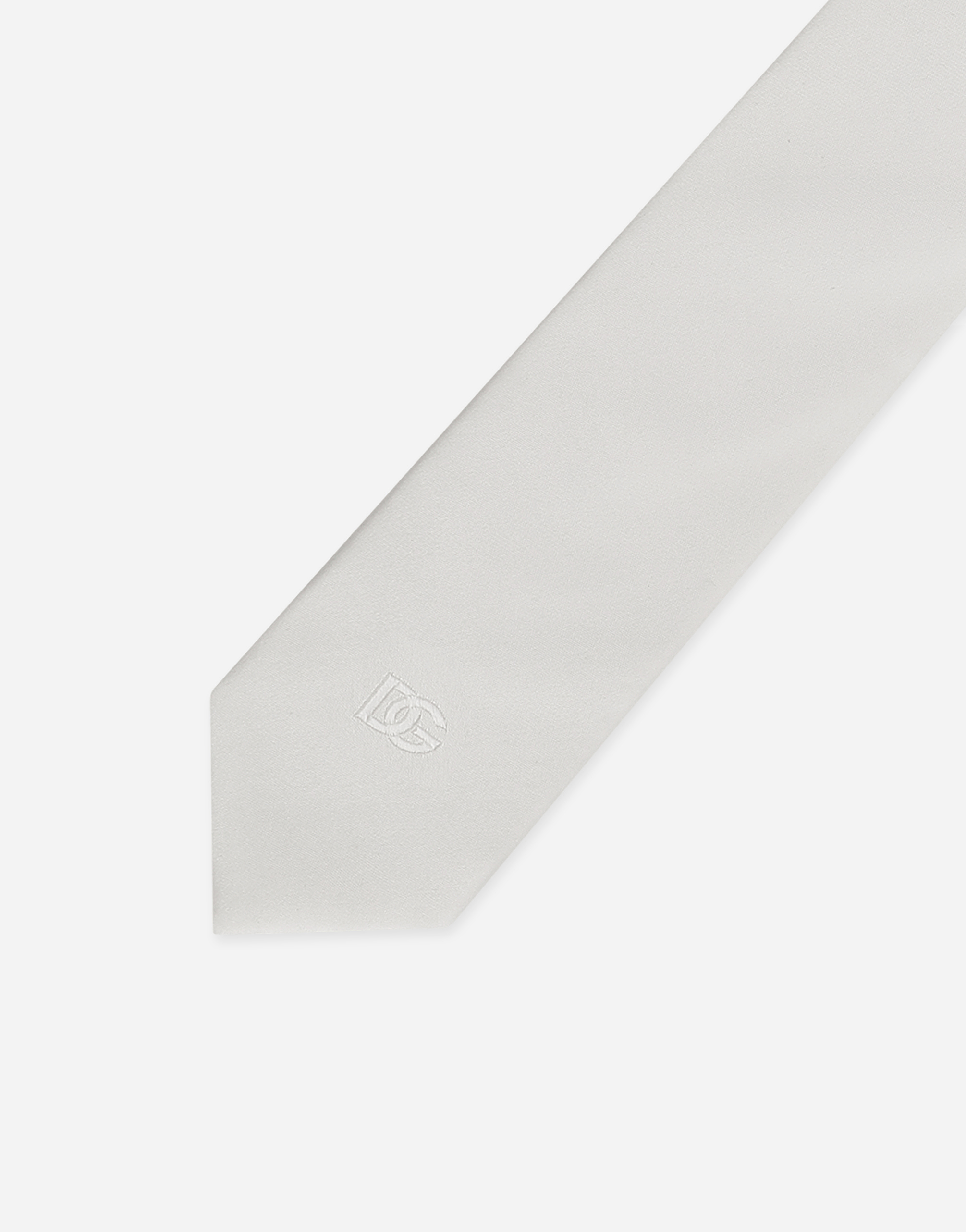 Shop Dolce & Gabbana 6-cm Silk Blade Tie With Dg Logo Embroidery In White