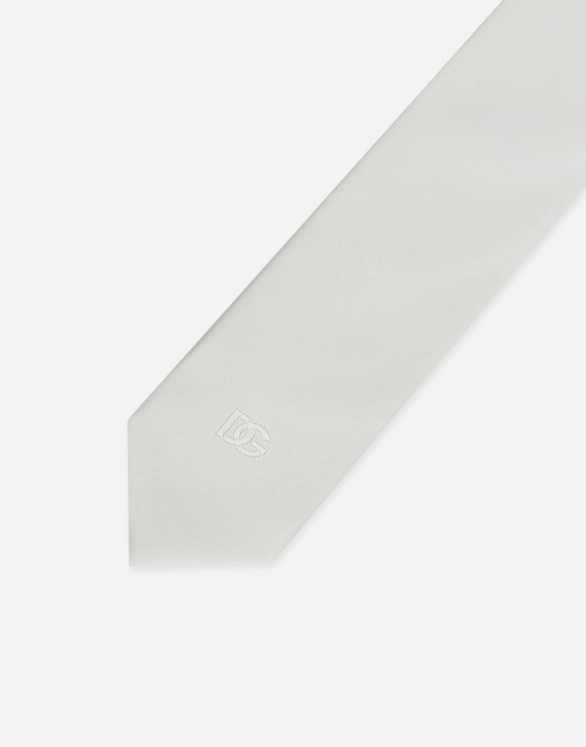  Dolce & Gabbana Dolce & Gabbana 6-cm Silk Blade Tie With Dg Logo Embroidery - Man Ties And Pocket Squares White Silk Onesize 