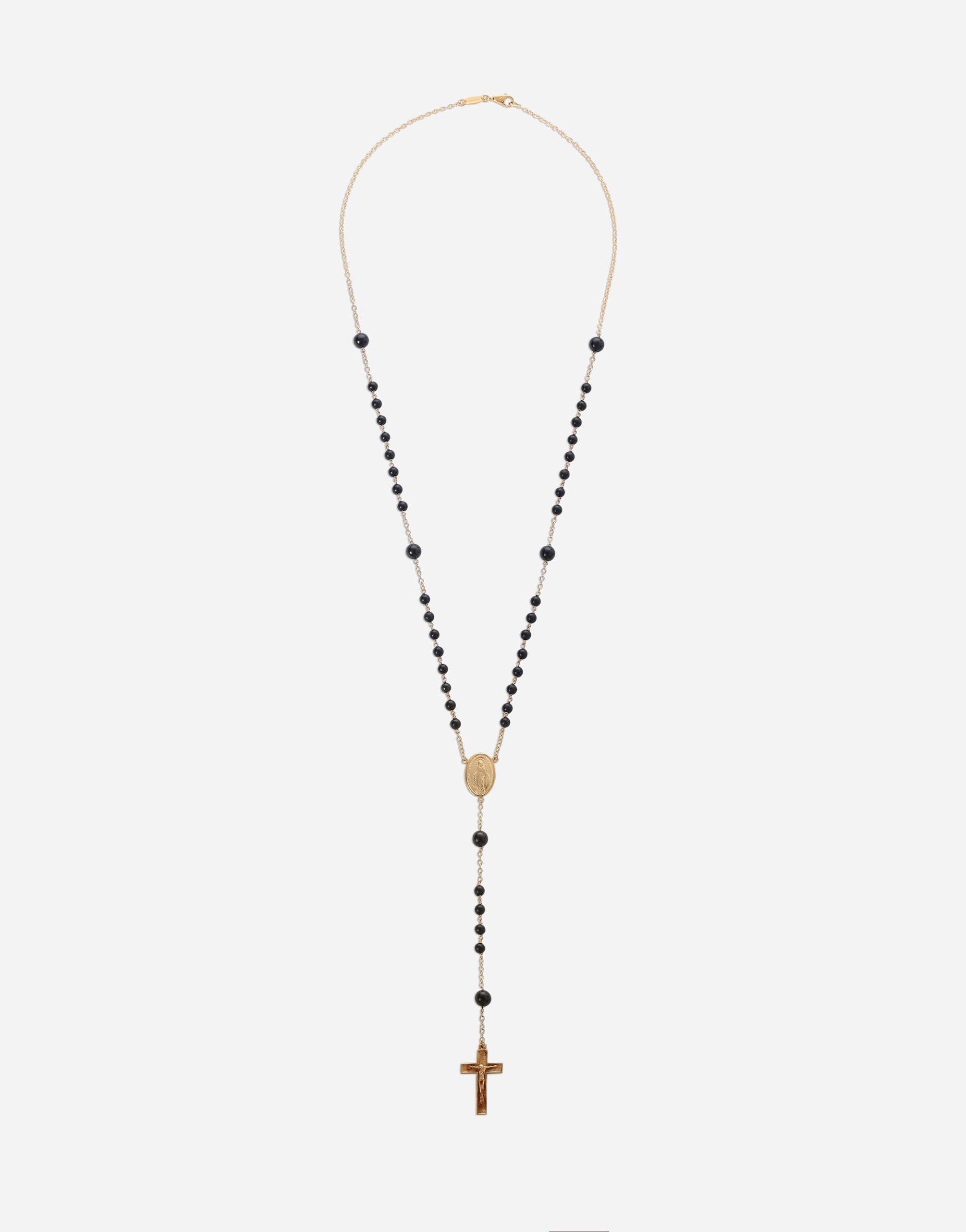 Dolce & Gabbana Sicily Rosary Necklace 18-carat Yellow Gold And Black Jades - Man Necklaces Gold Onesize