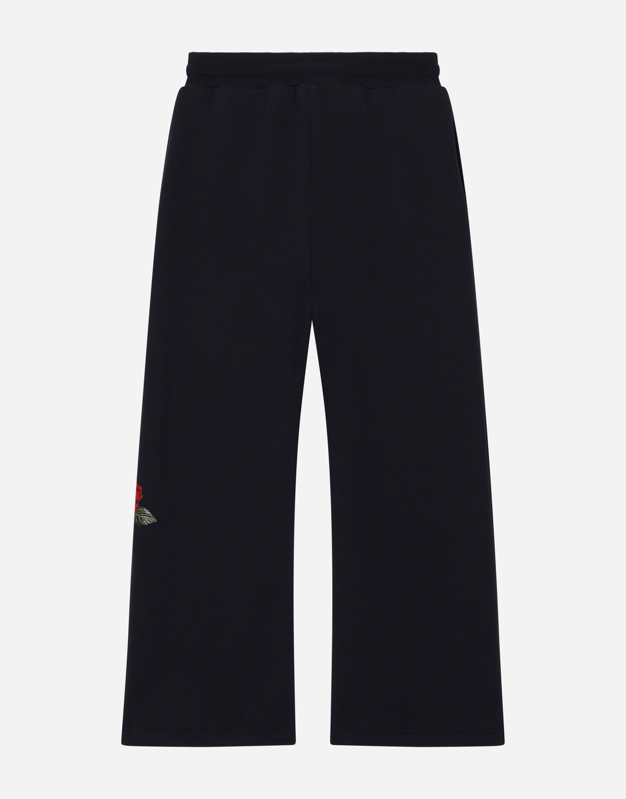 Shop Dolce & Gabbana Jersey Jogging Pants With Logo And Rose Print In Blue