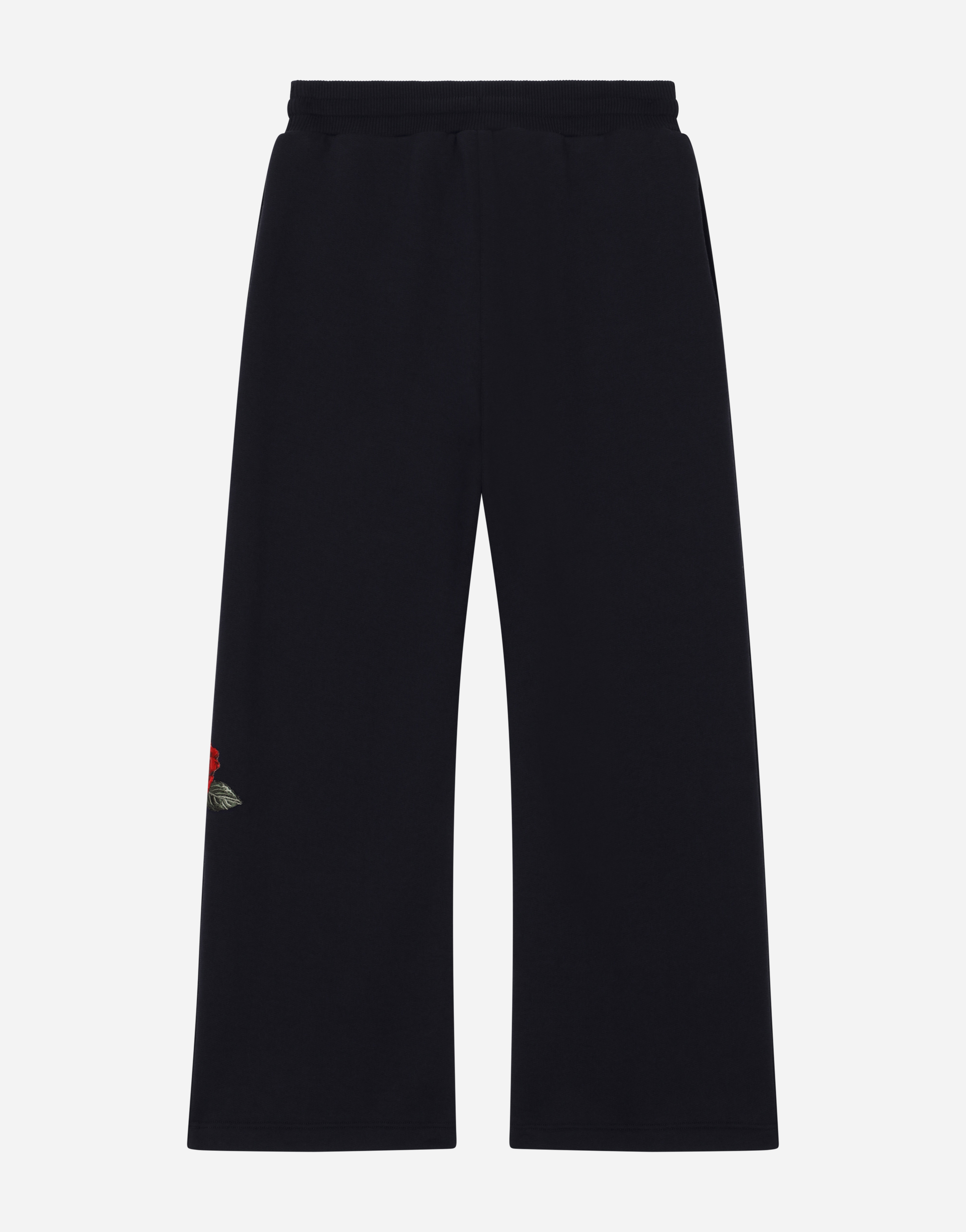 Dolce & Gabbana Jersey Jogging Pants With Logo And Rose Print In Blue