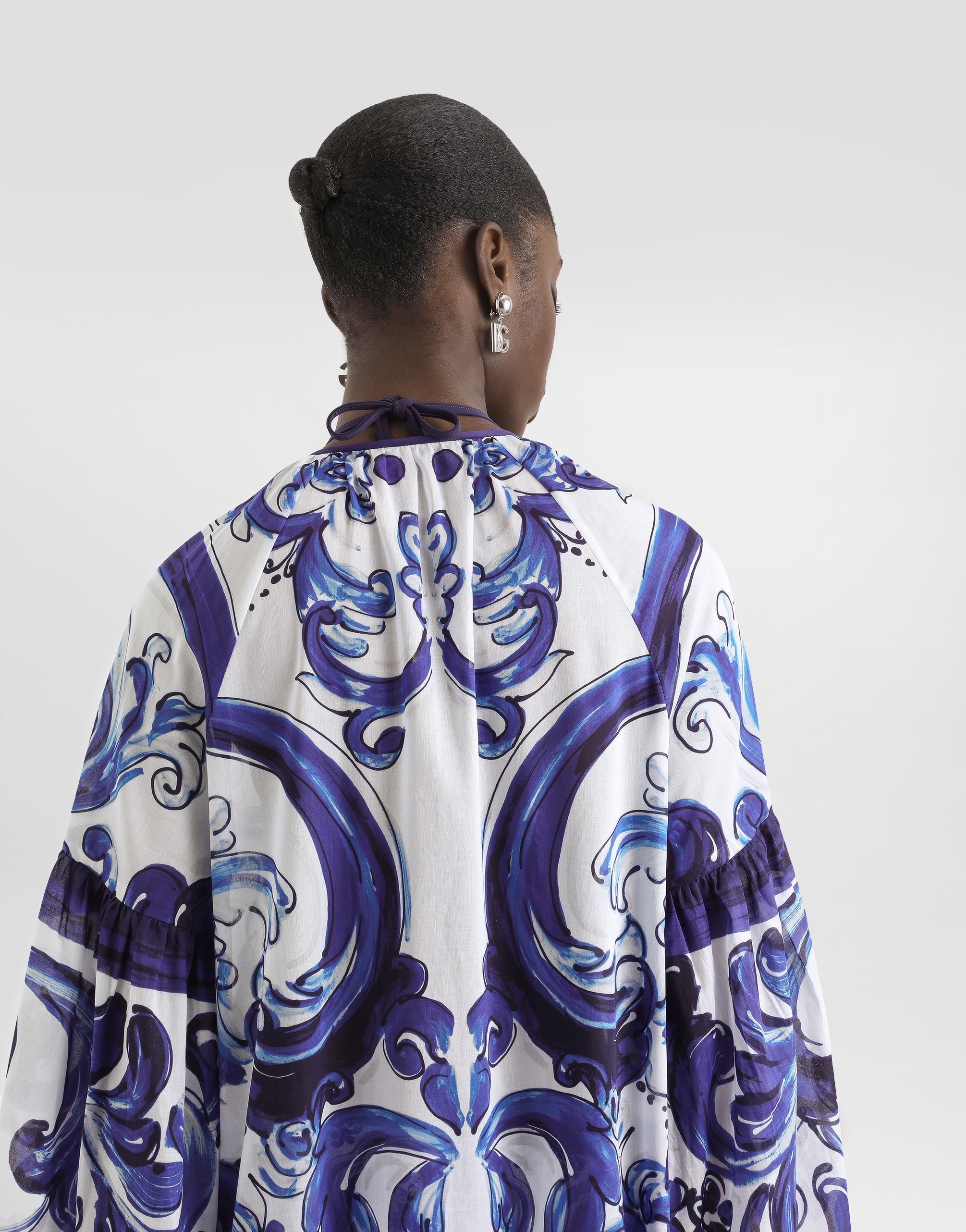 Majolica-print cotton dress