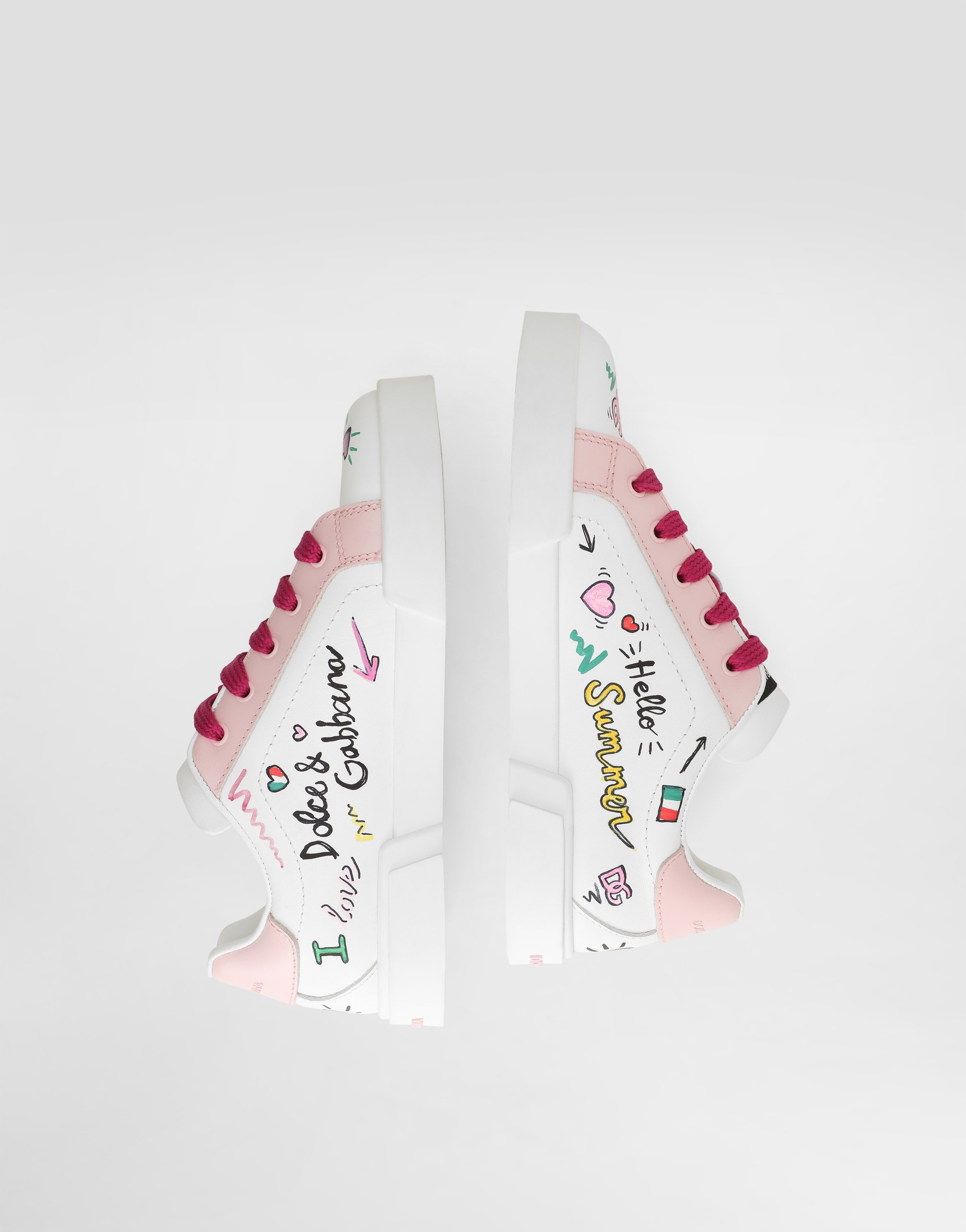 DOLCE & GABBANA PRINTED CALFSKIN PORTOFINO LIGHT SNEAKERS