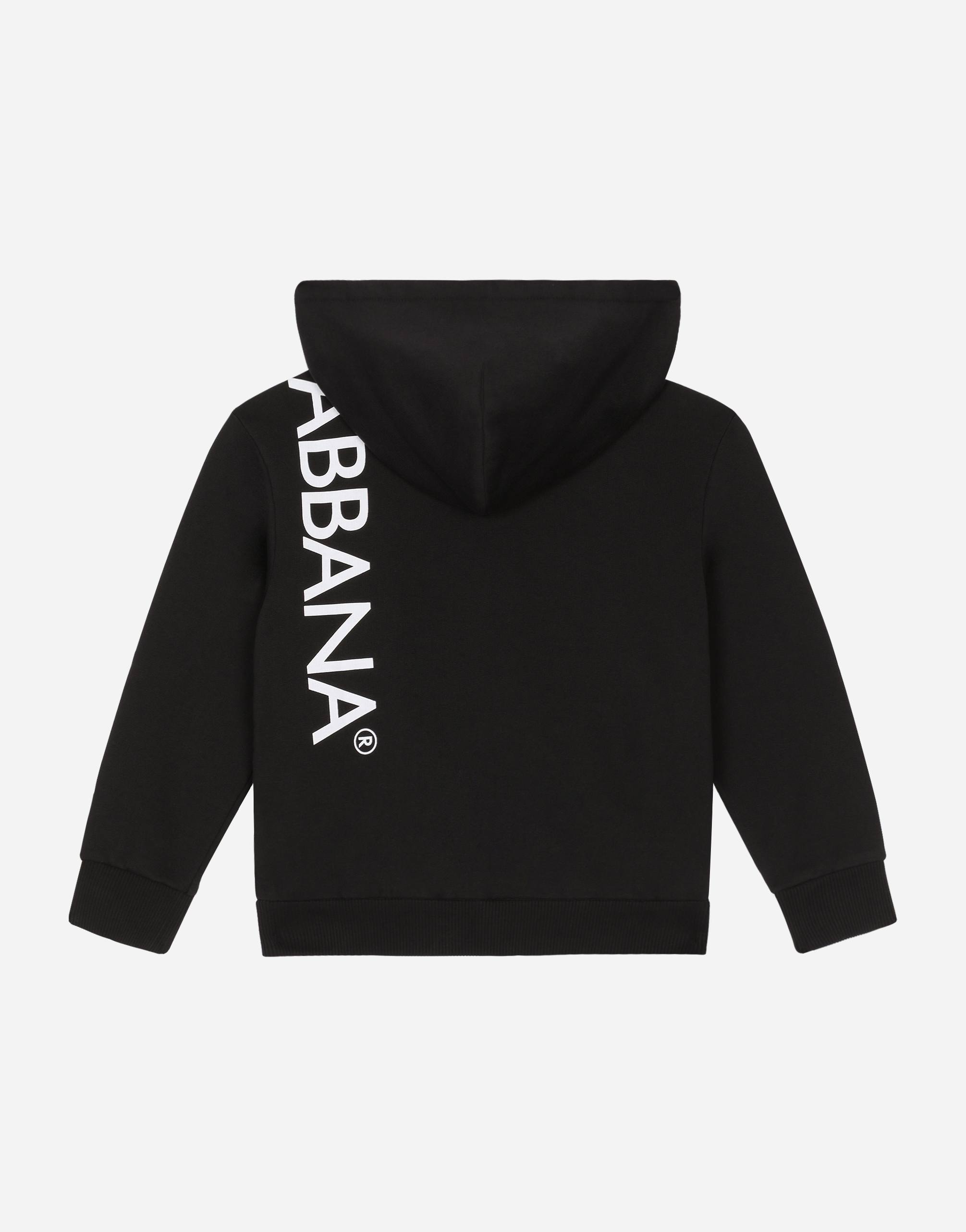 Shop Dolce & Gabbana Zip-up Jersey Hoodie With Logo Print In Black