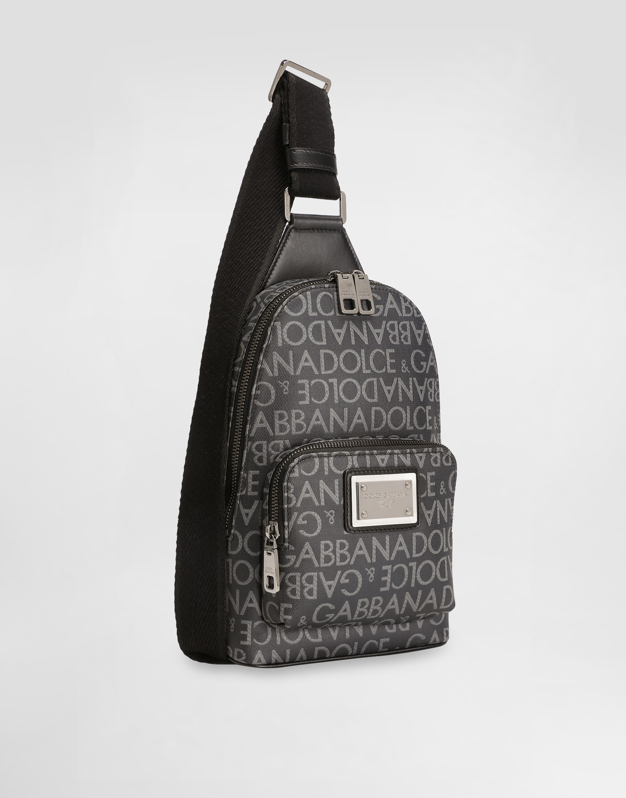 Coated jacquard crossbody backpack