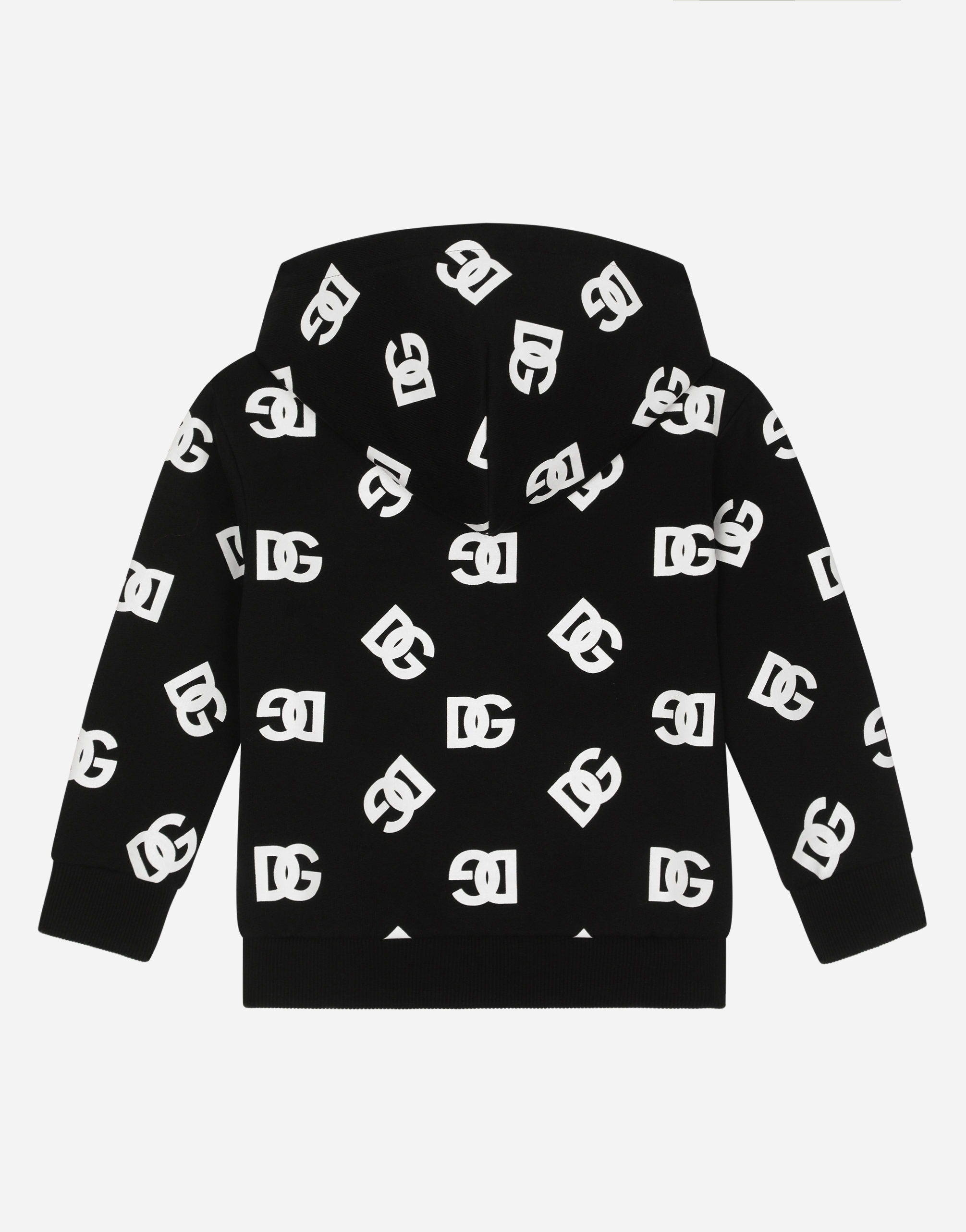 Shop Dolce & Gabbana Jersey Hoodie With Dg Logo Print In Multicolor