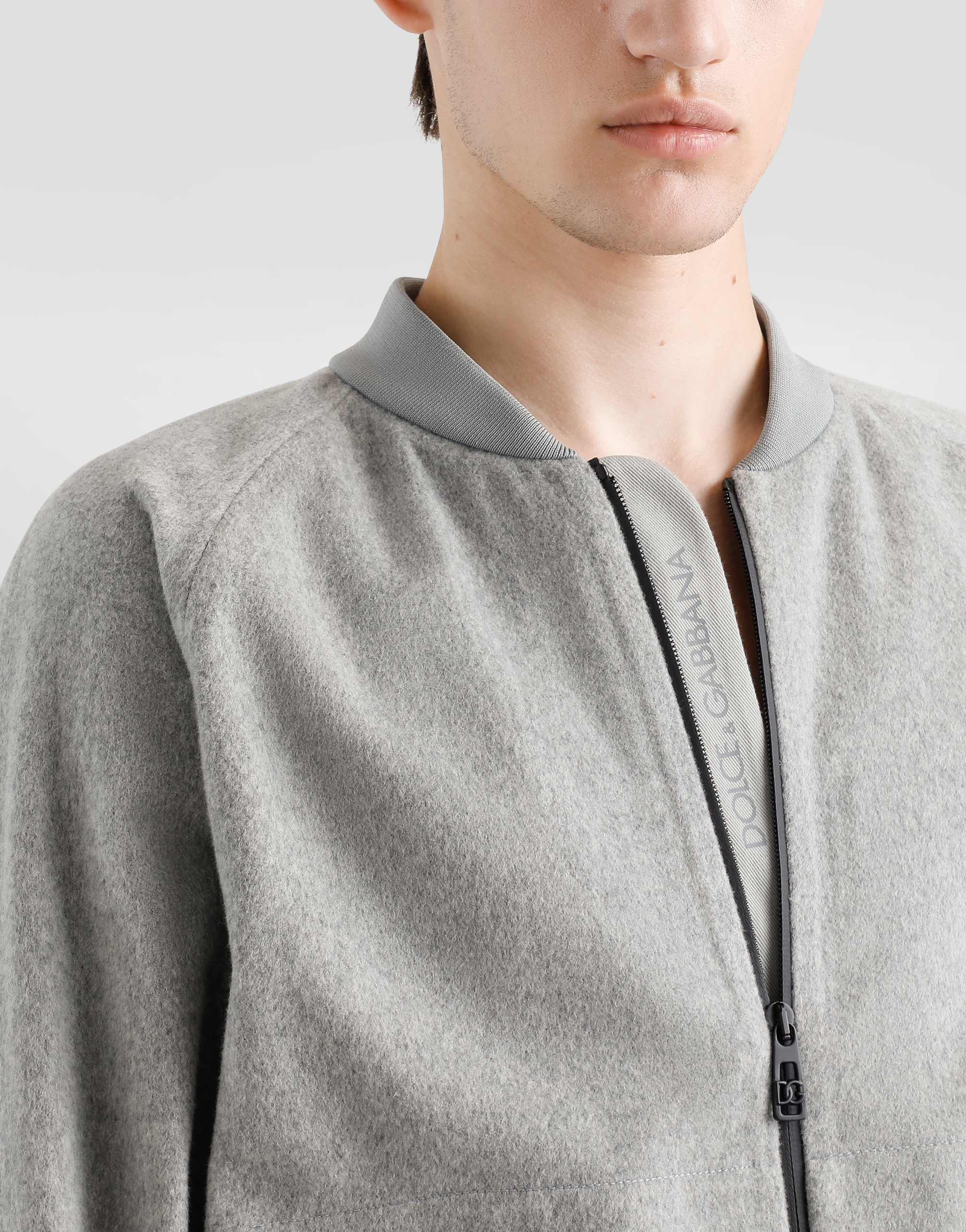 Dolce & Gabbana Cashmere And Wool Bomber Jacket With Tag In Grey