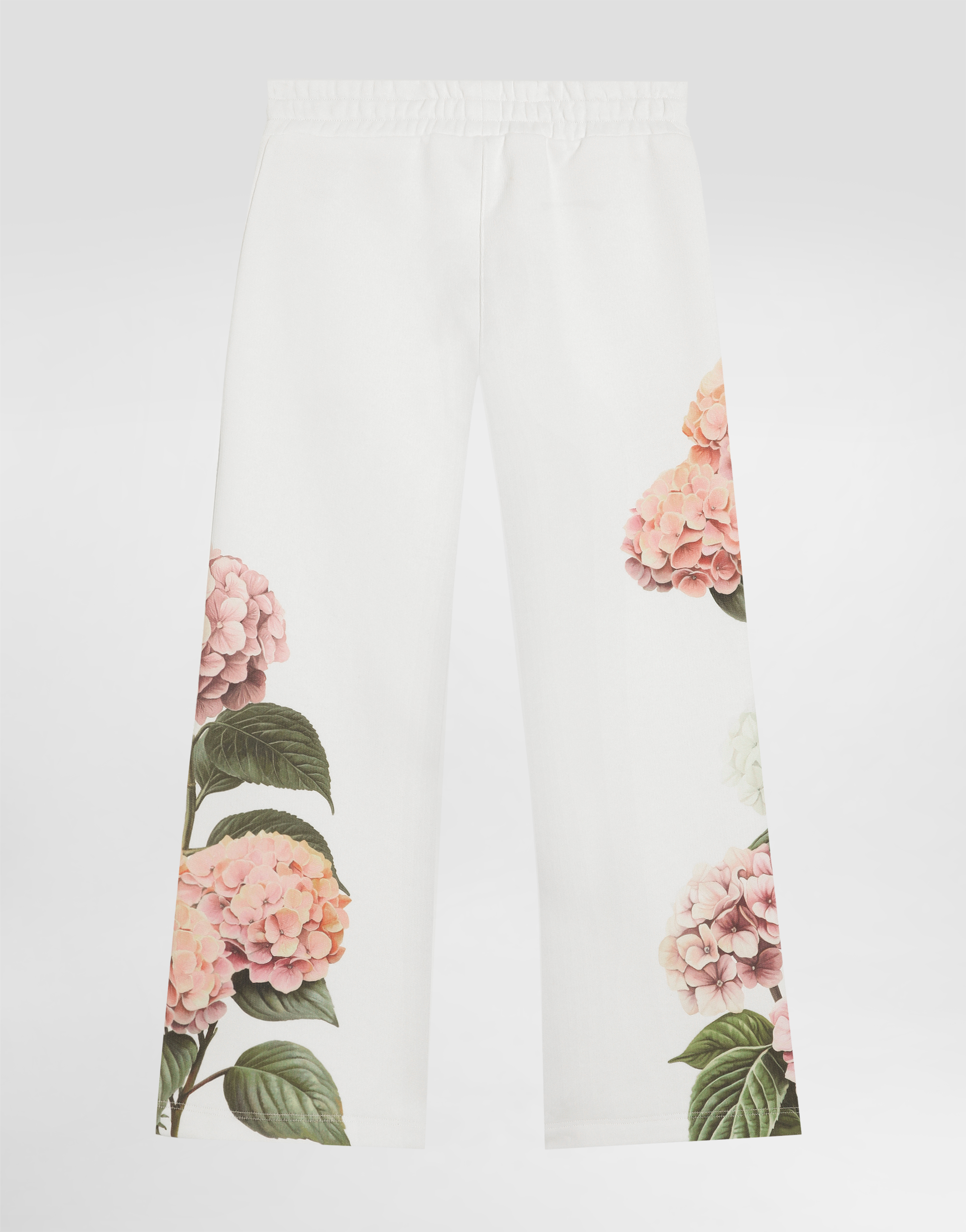 Dolce & Gabbana Hydrangea-print Jersey Trousers With Patch In Multi