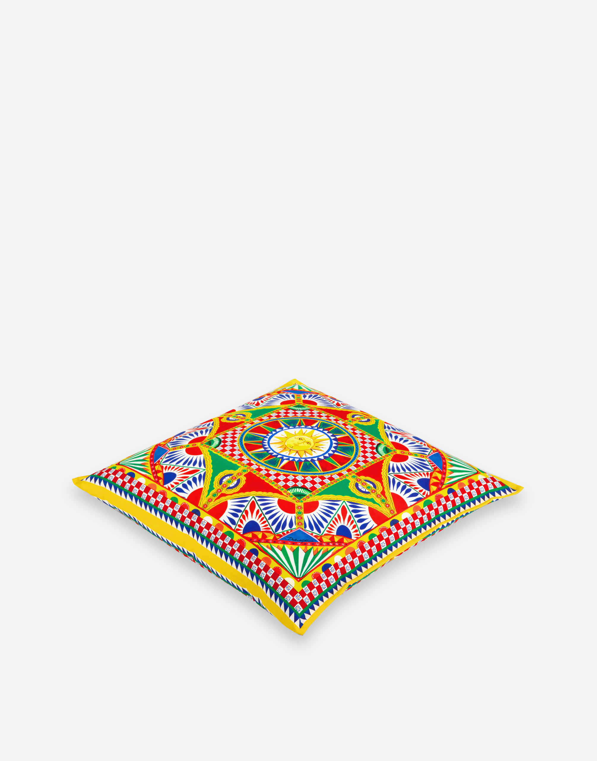 Dolce & Gabbana Medium Carretto-print Square Canvas Cushion In Multicolor