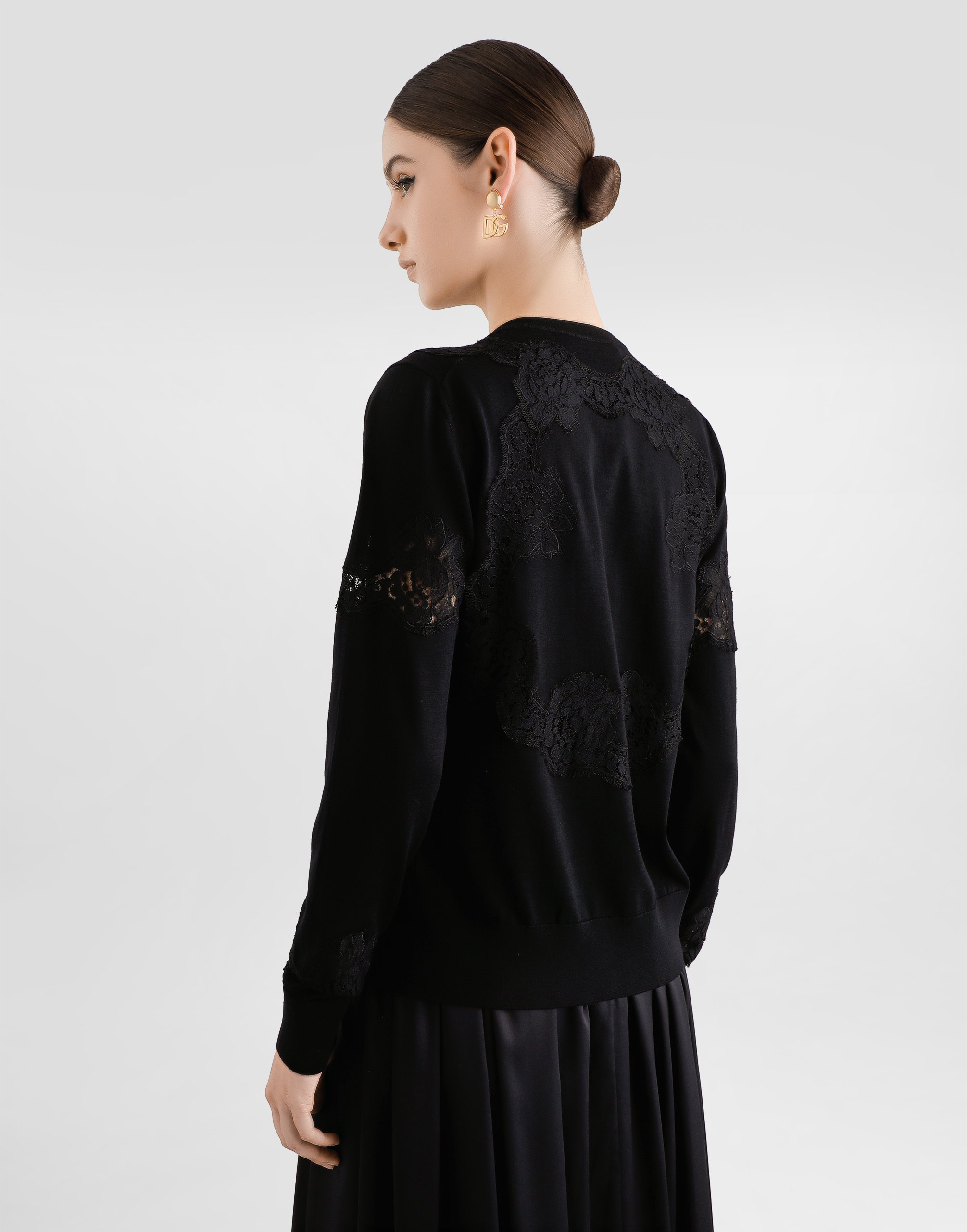 Dolce & Gabbana Jacquard Logo Cardigan In Black