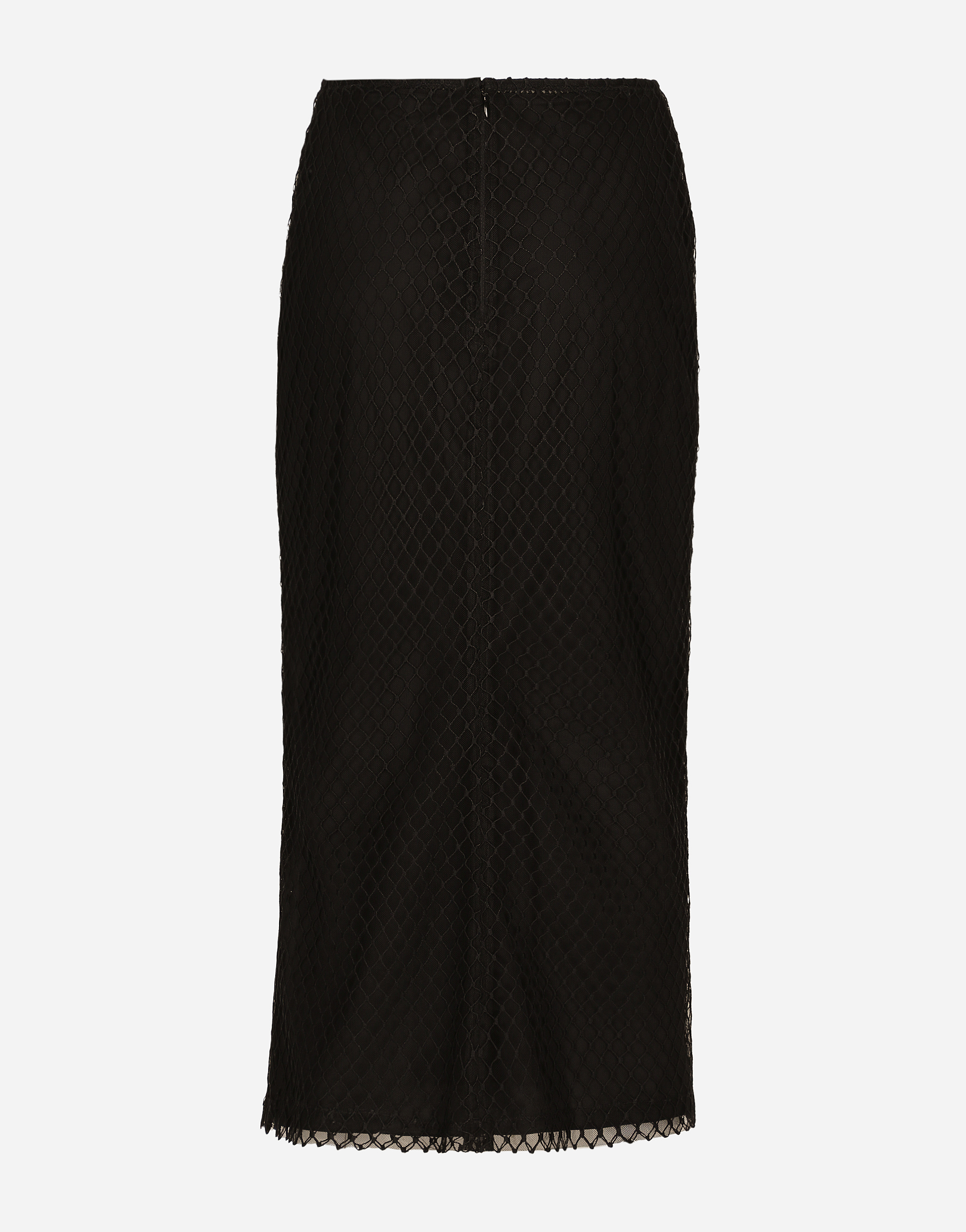 Dolce & Gabbana Mesh Calf-length Pencil Skirt In Black