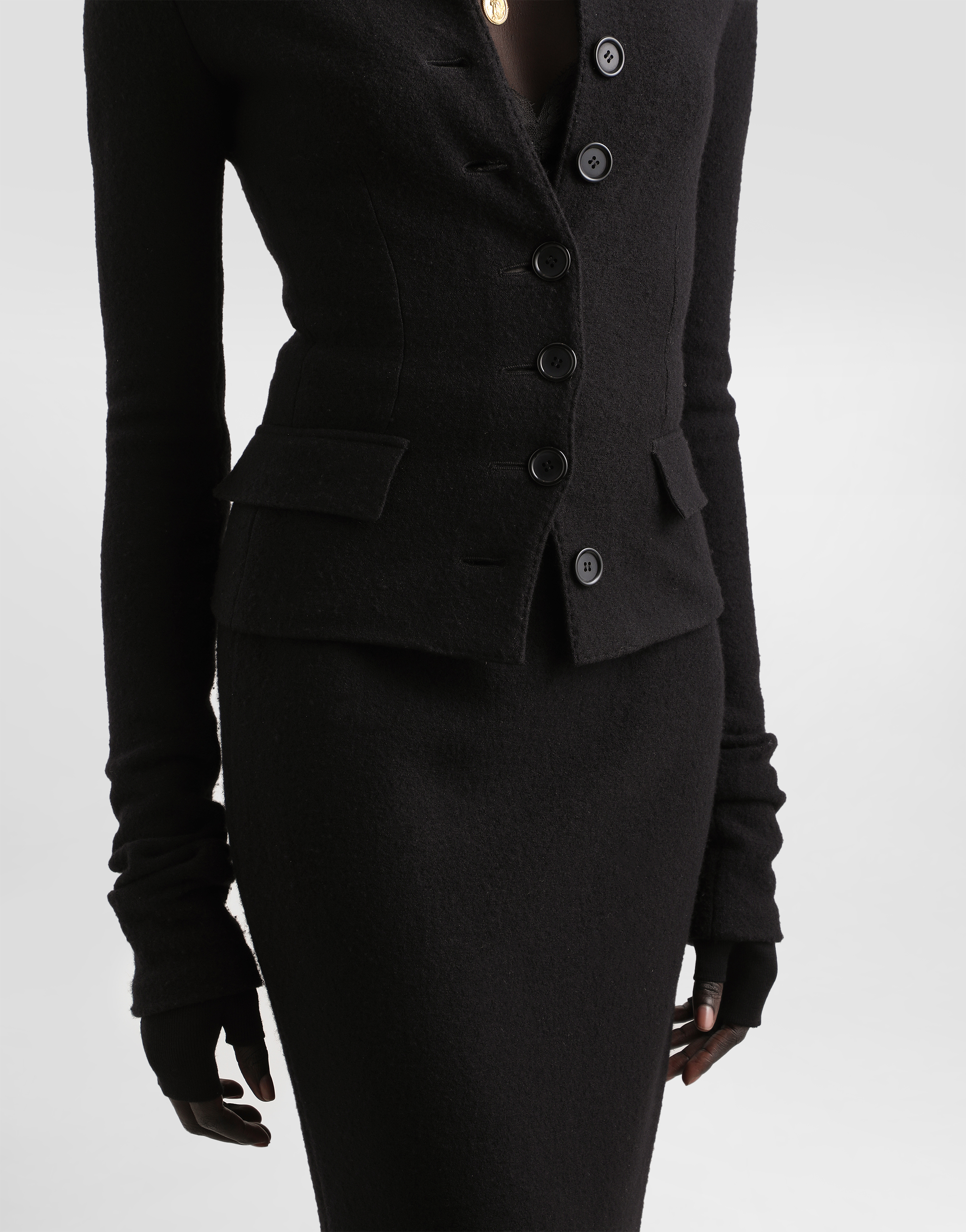 Dolce & Gabbana Single-breastedwool Cloth Jacket In Black