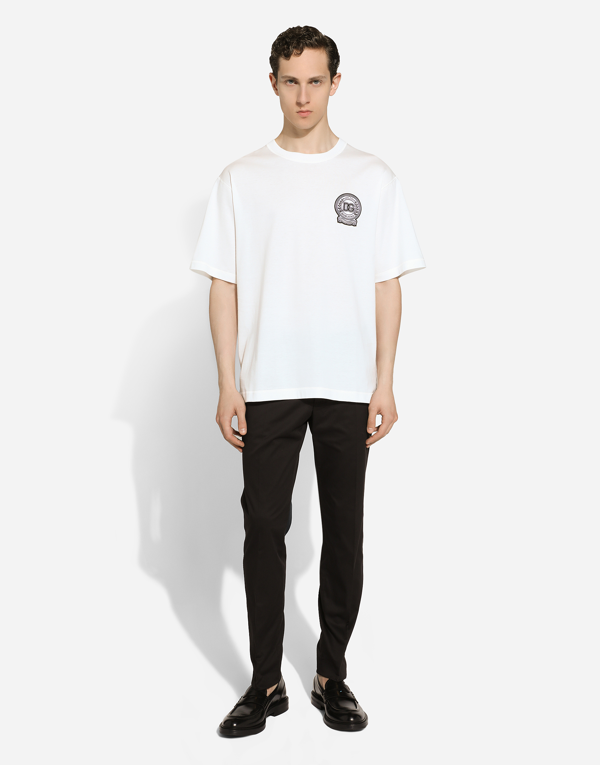 Cotton T-shirt with logo embroidery print