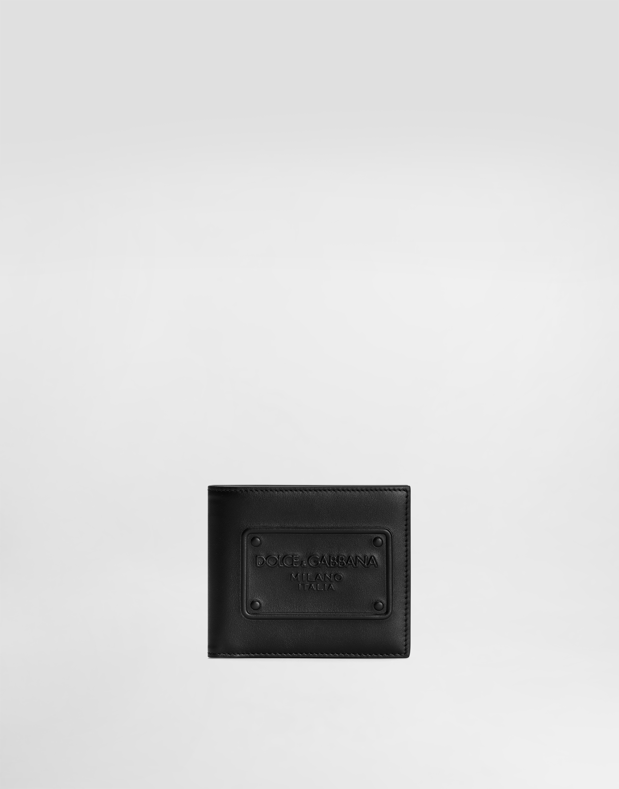 Calfskin bifold wallet with raised logo