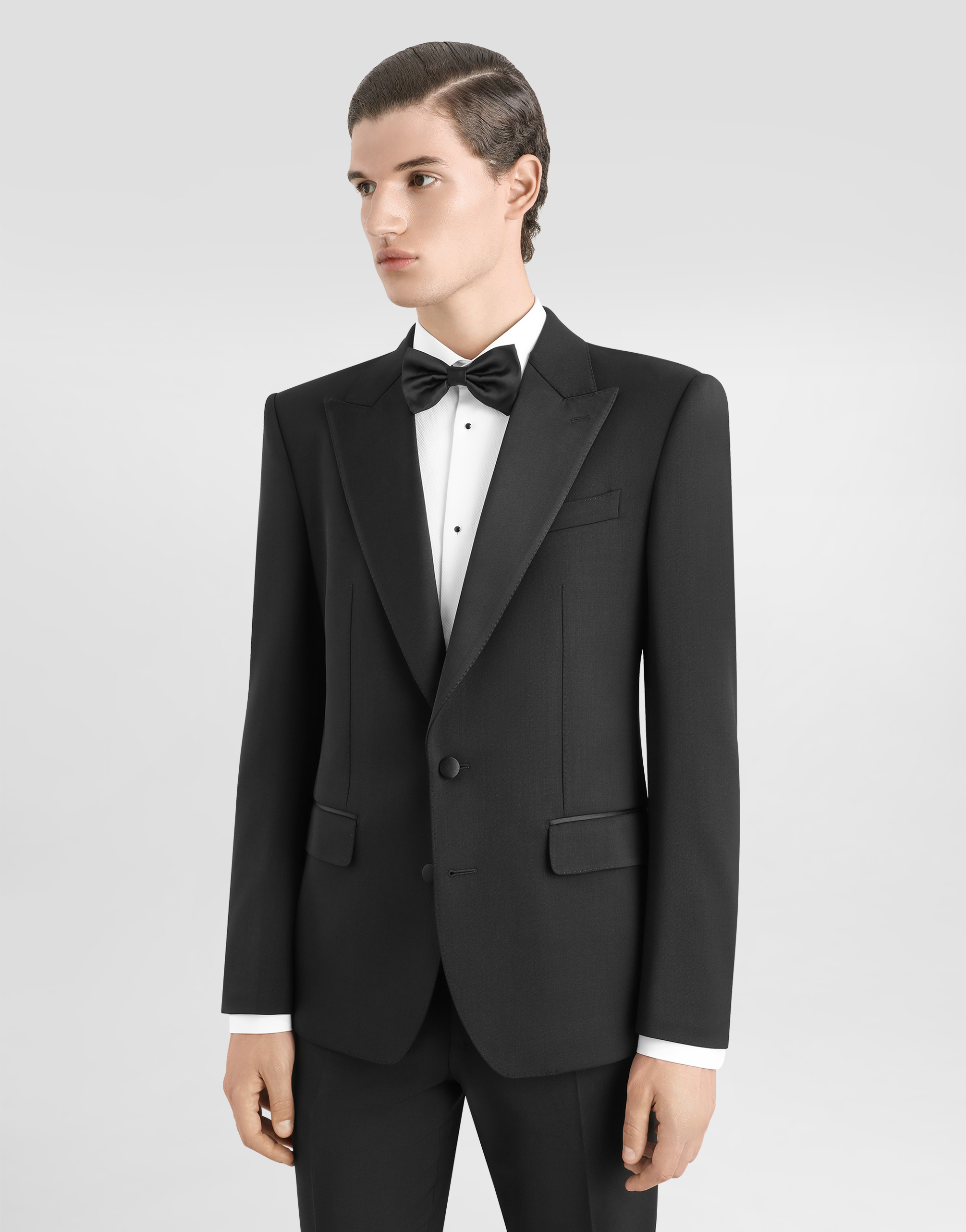DOLCE & GABBANA SINGLE-BREASTED STRETCH WOOL SICILIA-FIT TUXEDO JACKET