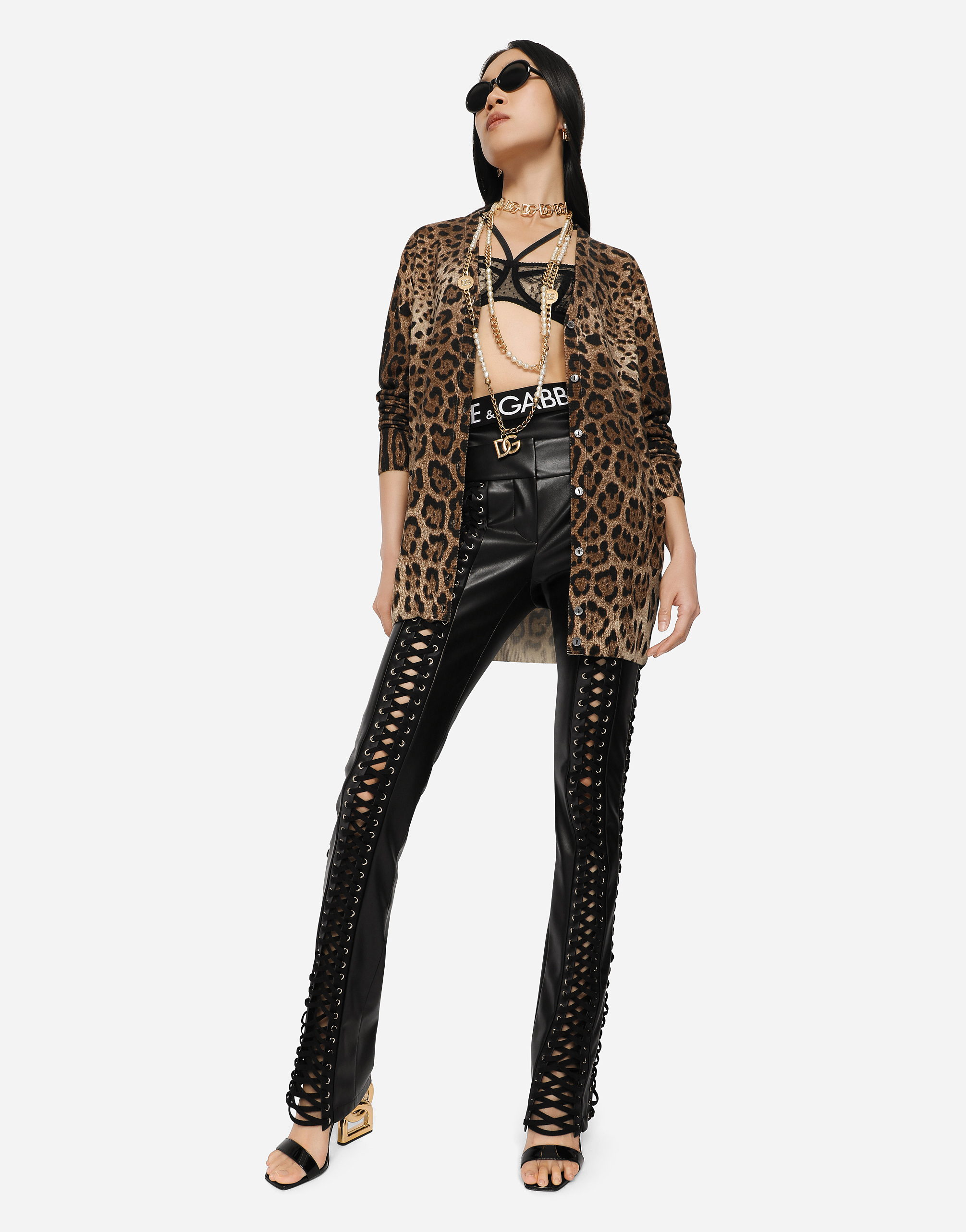  Dolce & Gabbana Leopard-print Cashmere Cardigan - Woman Sweaters And Cardigans Animal Print Cashmere 40 