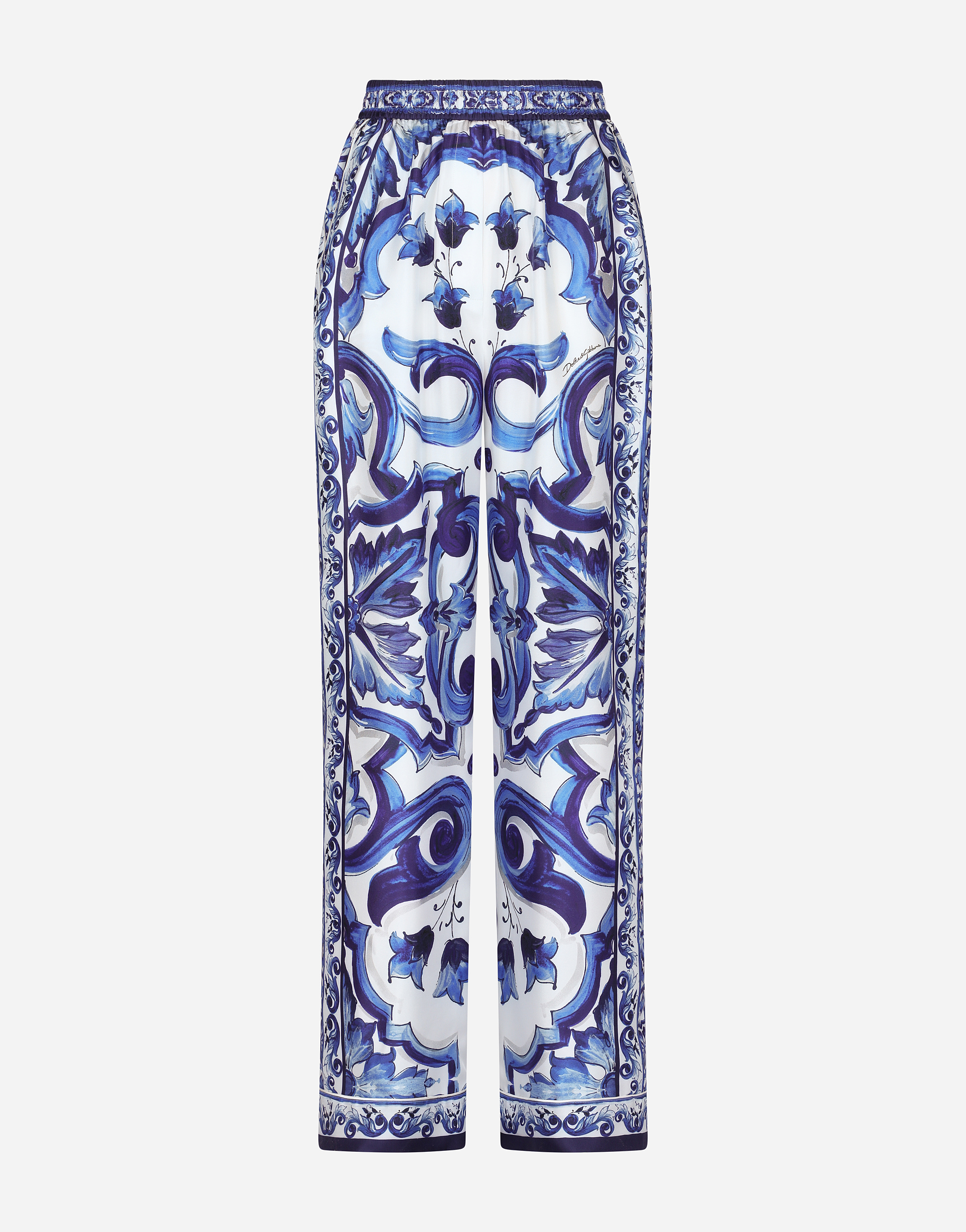 Majolica-print twill pants in Multicolor for Women