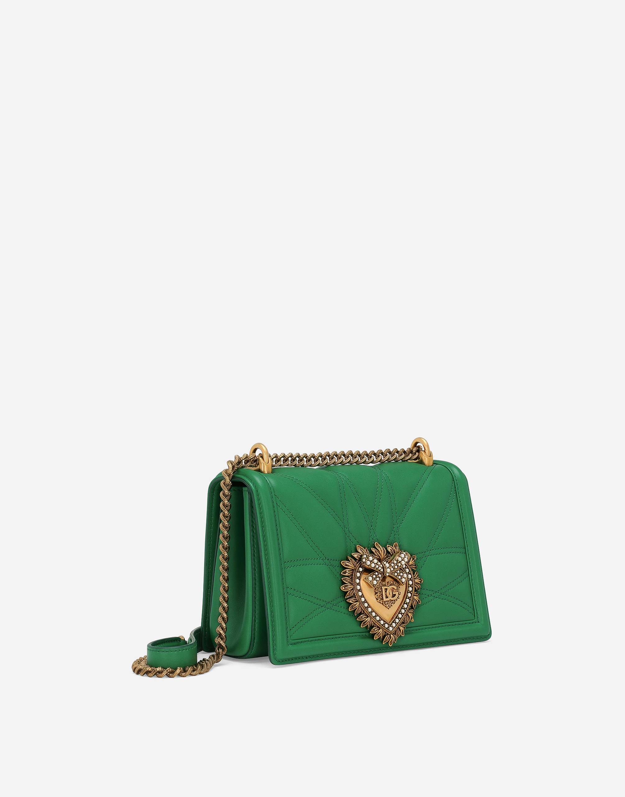 Shop Dolce & Gabbana Medium Devotion Shoulder Bag In Green