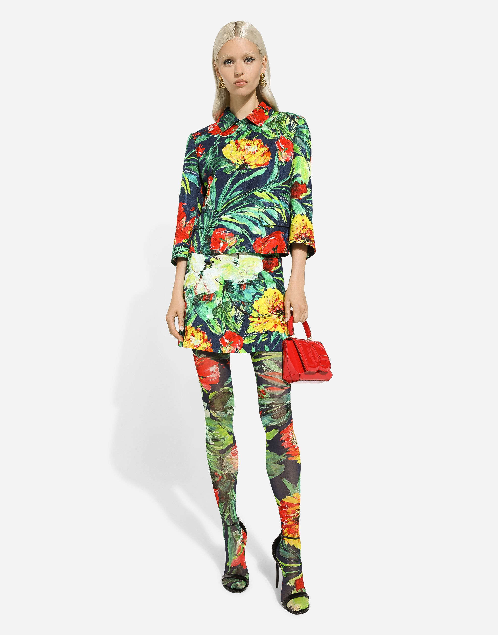 Shop Dolce & Gabbana Bloom-print Brocade Miniskirt In Stampa