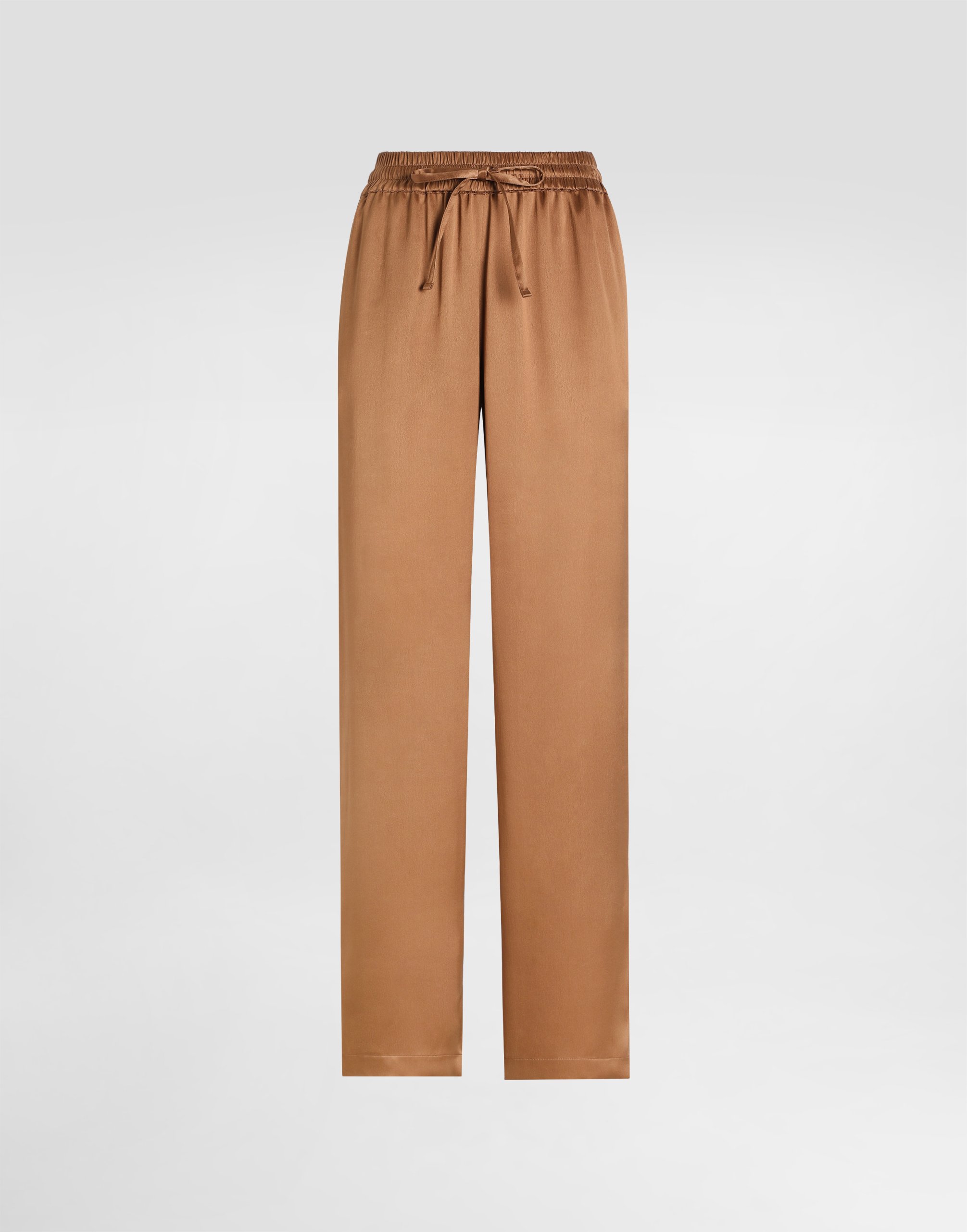 Dolce & Gabbana Silk-satin Straight-leg Pajama Pants In Beige