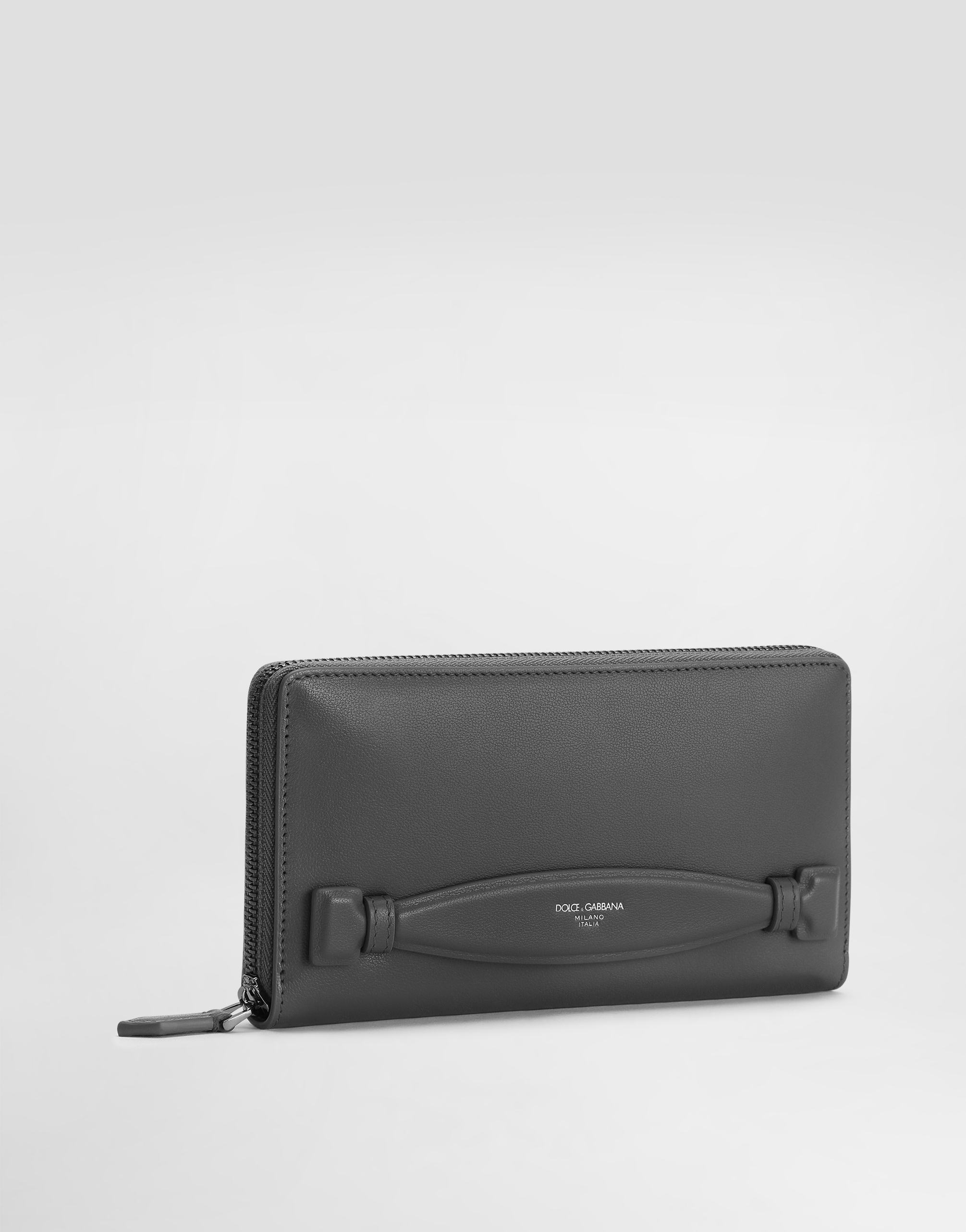 Dolce & Gabbana Zip-around Calfskin Wallet In Grey