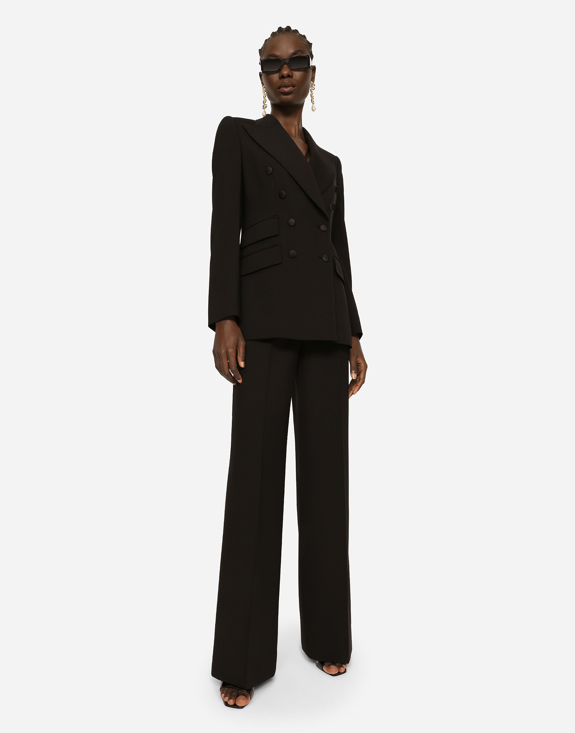 Dolce & Gabbana Flared Woolen Pants In Black