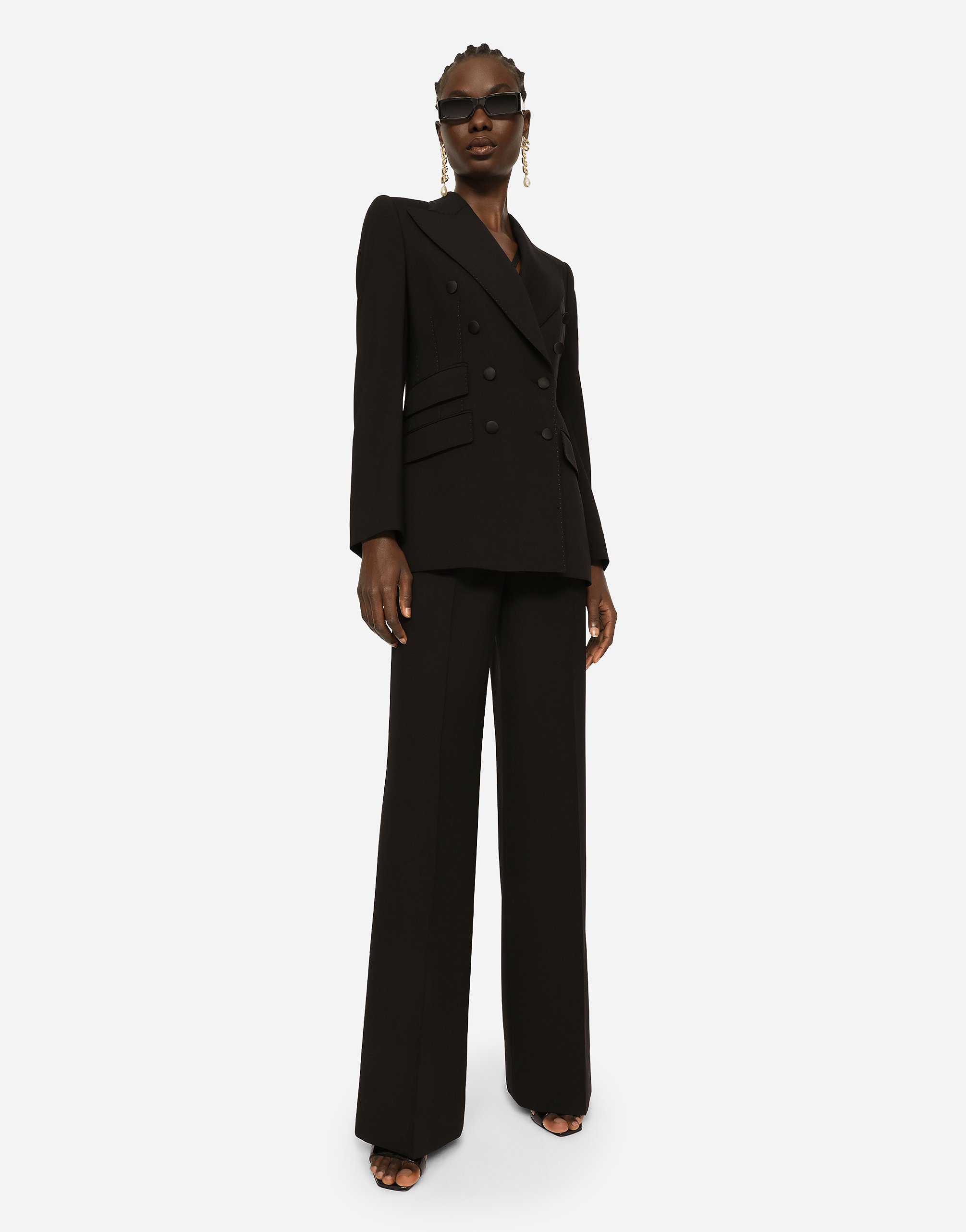 Dolce & Gabbana Flared Woolen Pants In Black