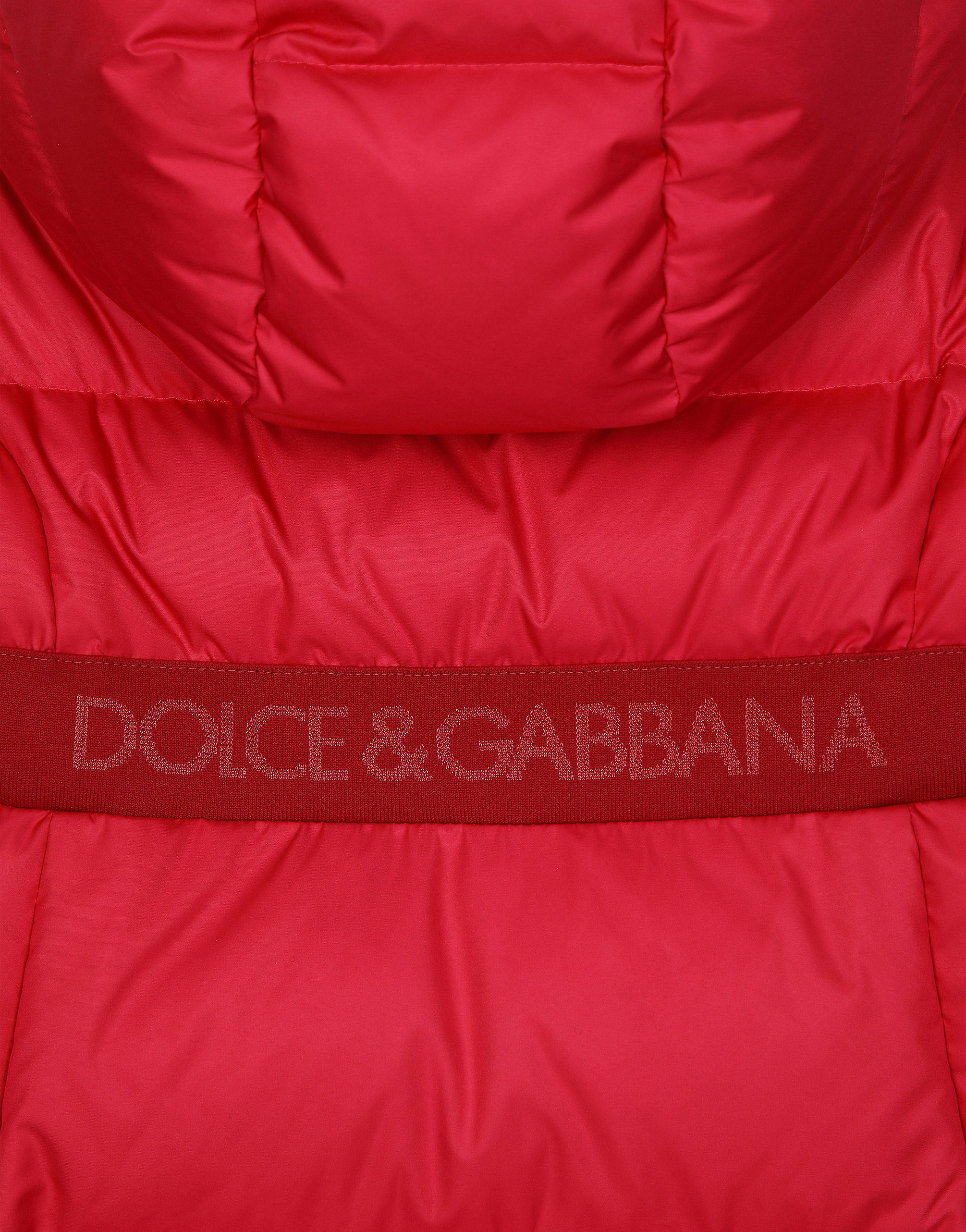 Long nylon down jacket with DG logo