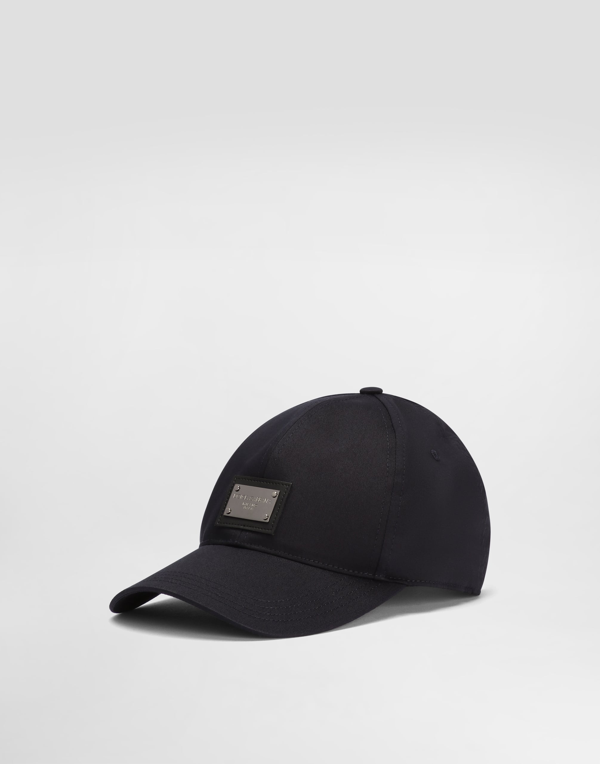 Cotton baseball cap with branded tag in Blue for Men