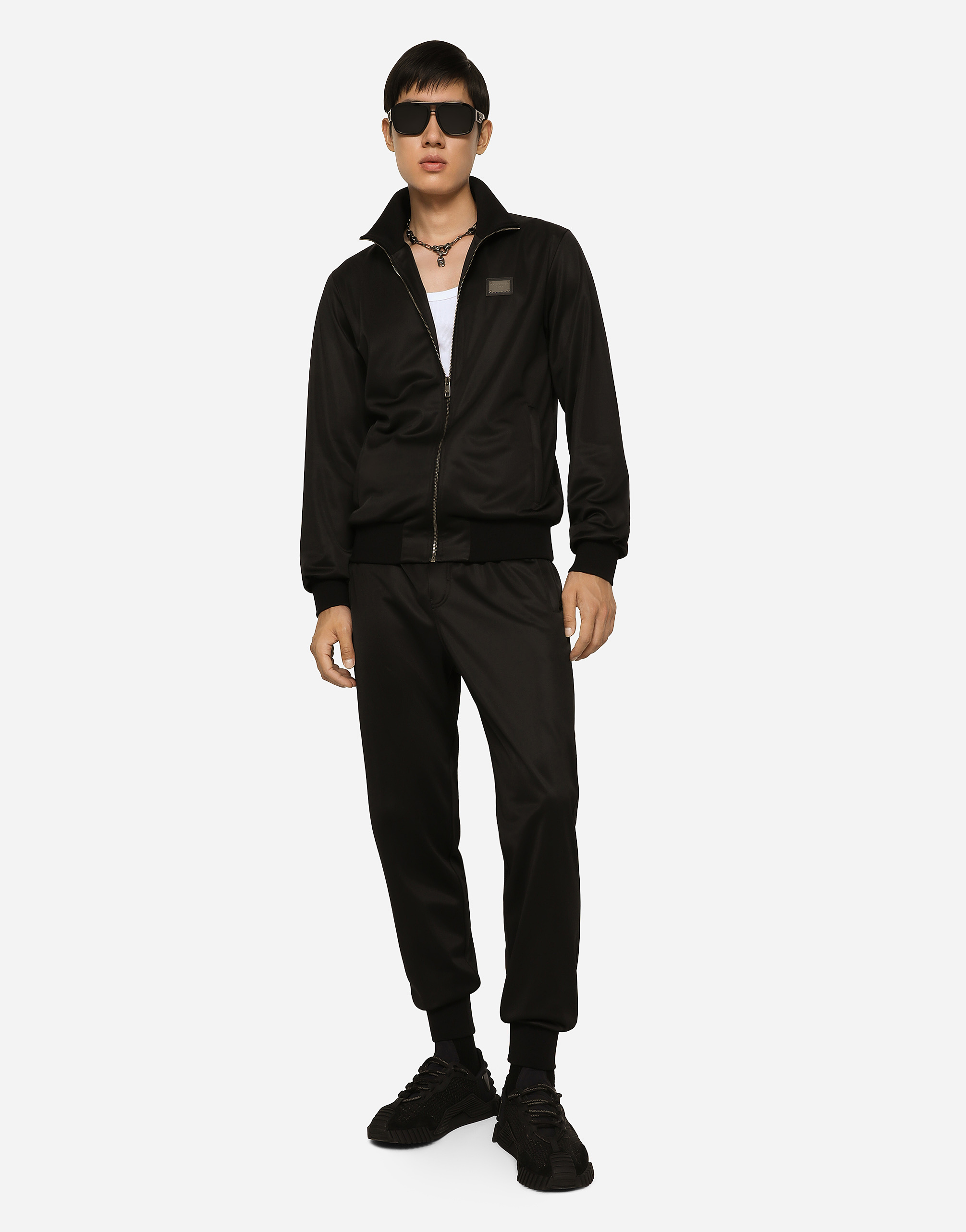 Dolce & Gabbana Dg Essential Technical Jersey Track Trousers In Black