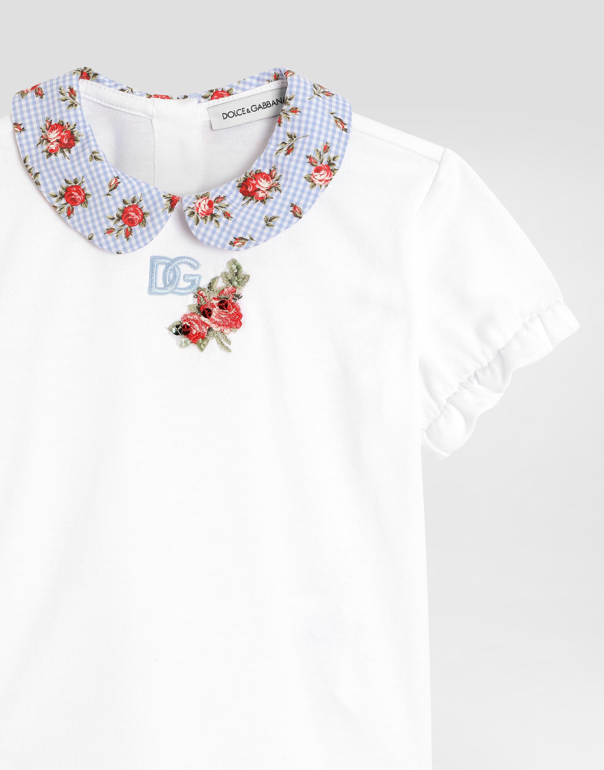  Dolce & Gabbana Jersey T-shirt With Printed Collar And Patch - Femme Manteaux Et Hauts Blanc 12/18 Months 