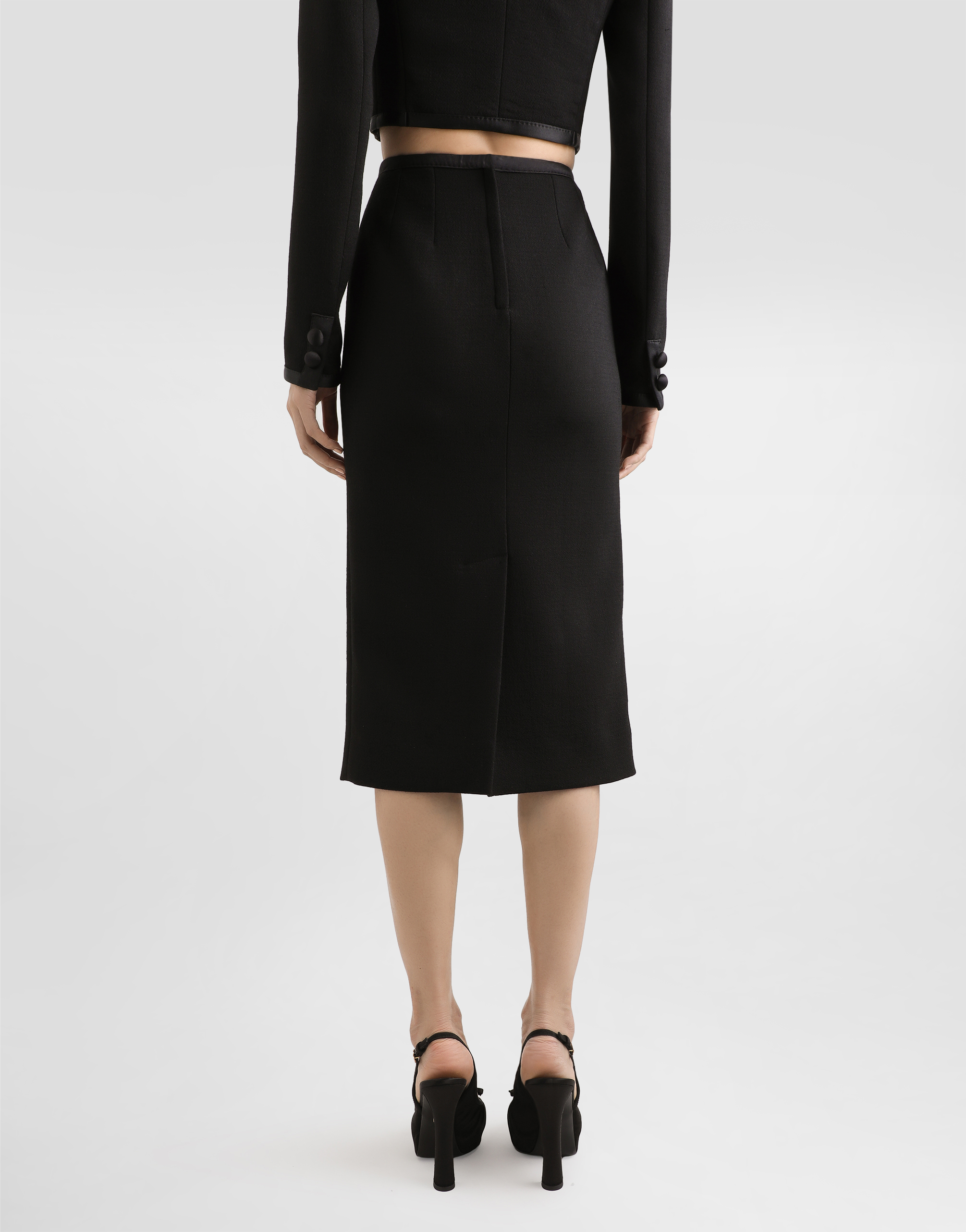 Dolce & Gabbana Wool Crepe Calf-length Pencil Dress In Black