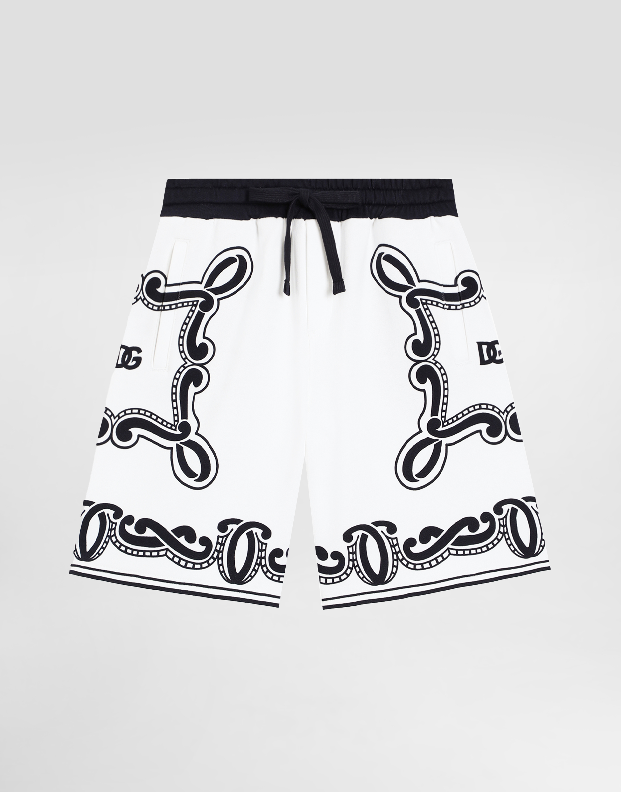 Dolce & Gabbana Fleece Shorts With Bandanna Print In Print