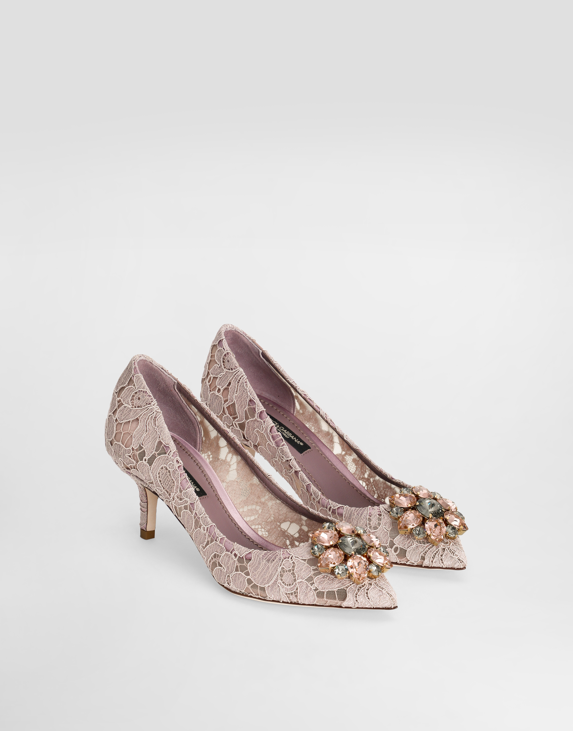 Lace rainbow pumps with brooch detailing