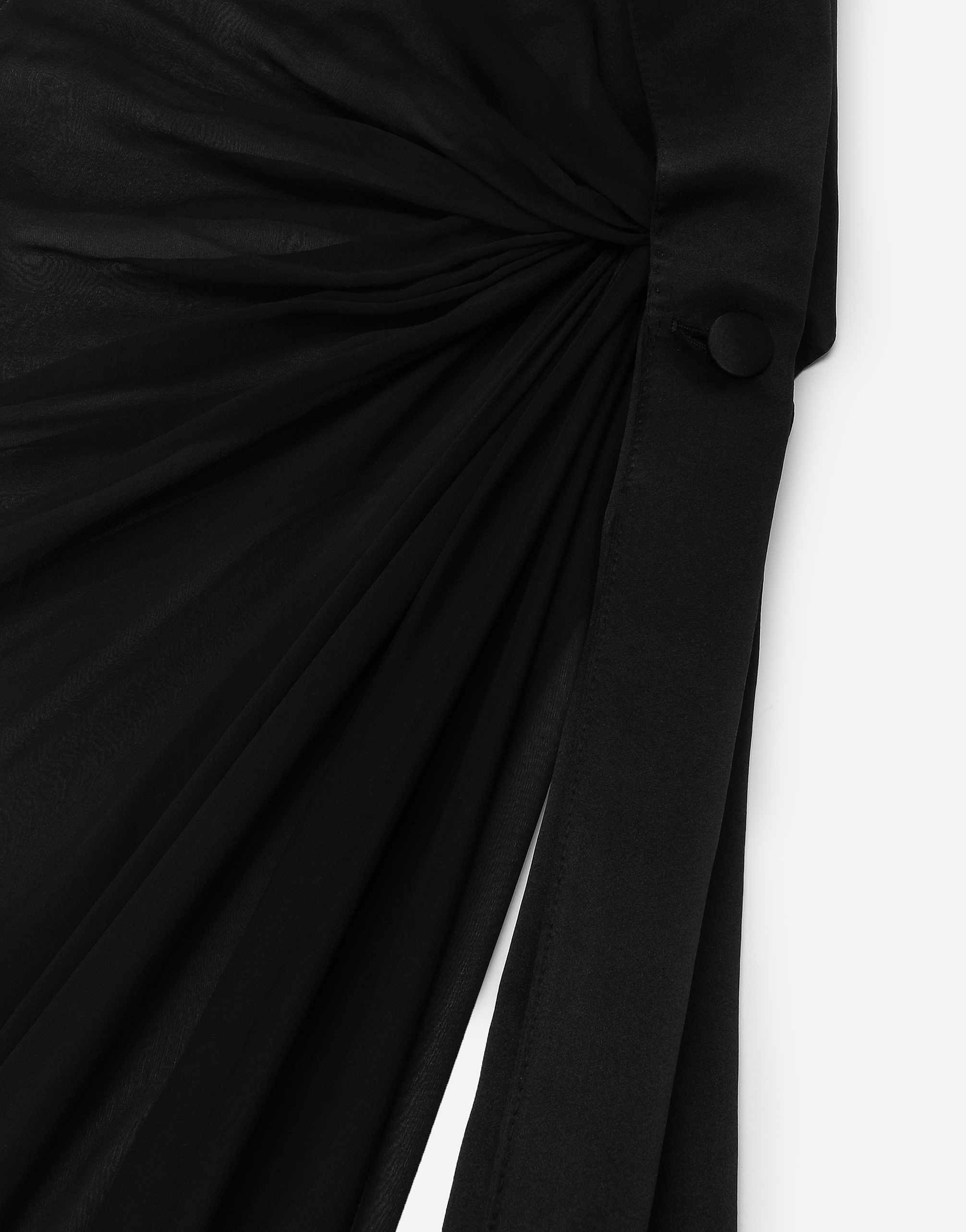 Long chiffon one-shoulder dress