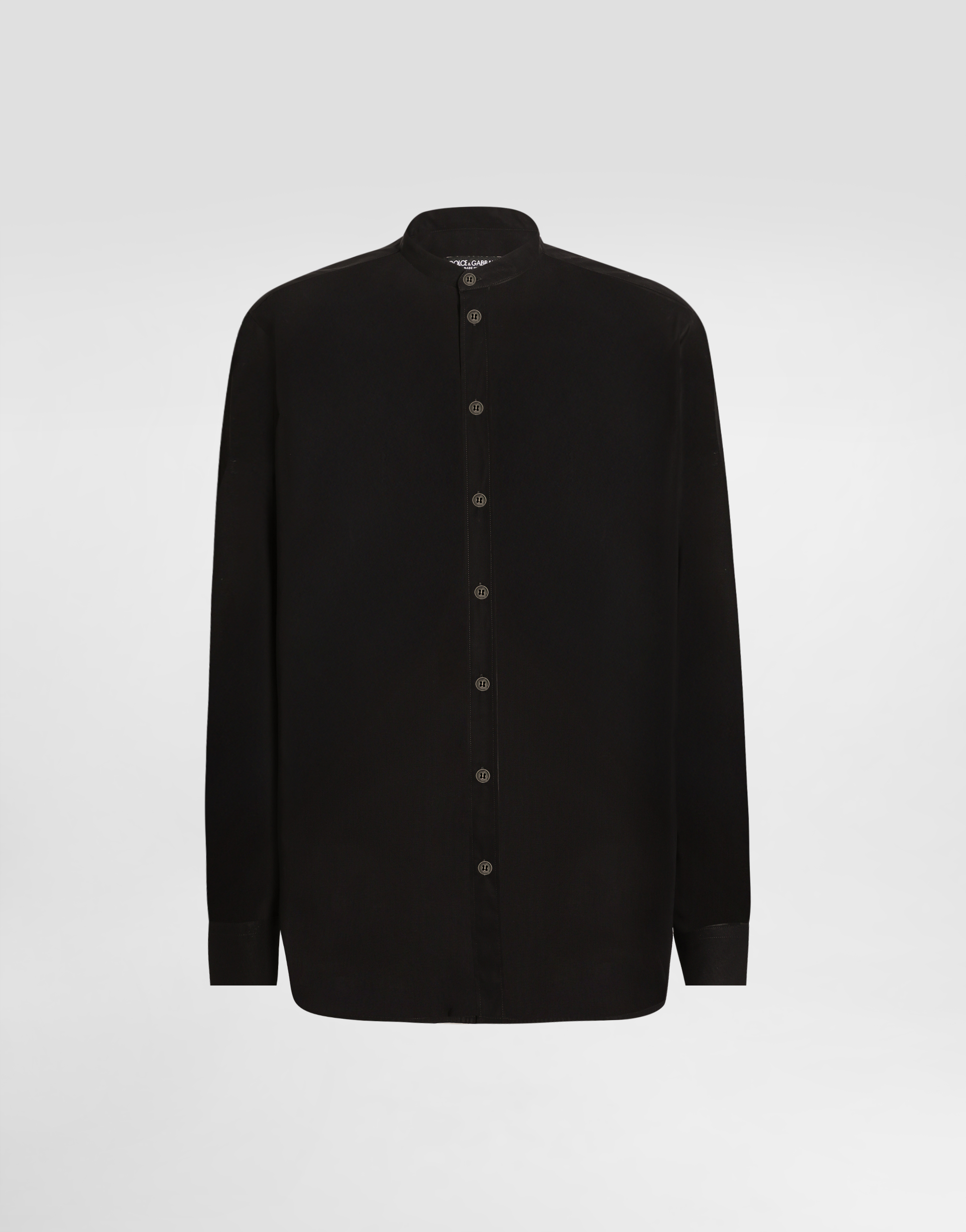 Cotton canvas mandarin shirt