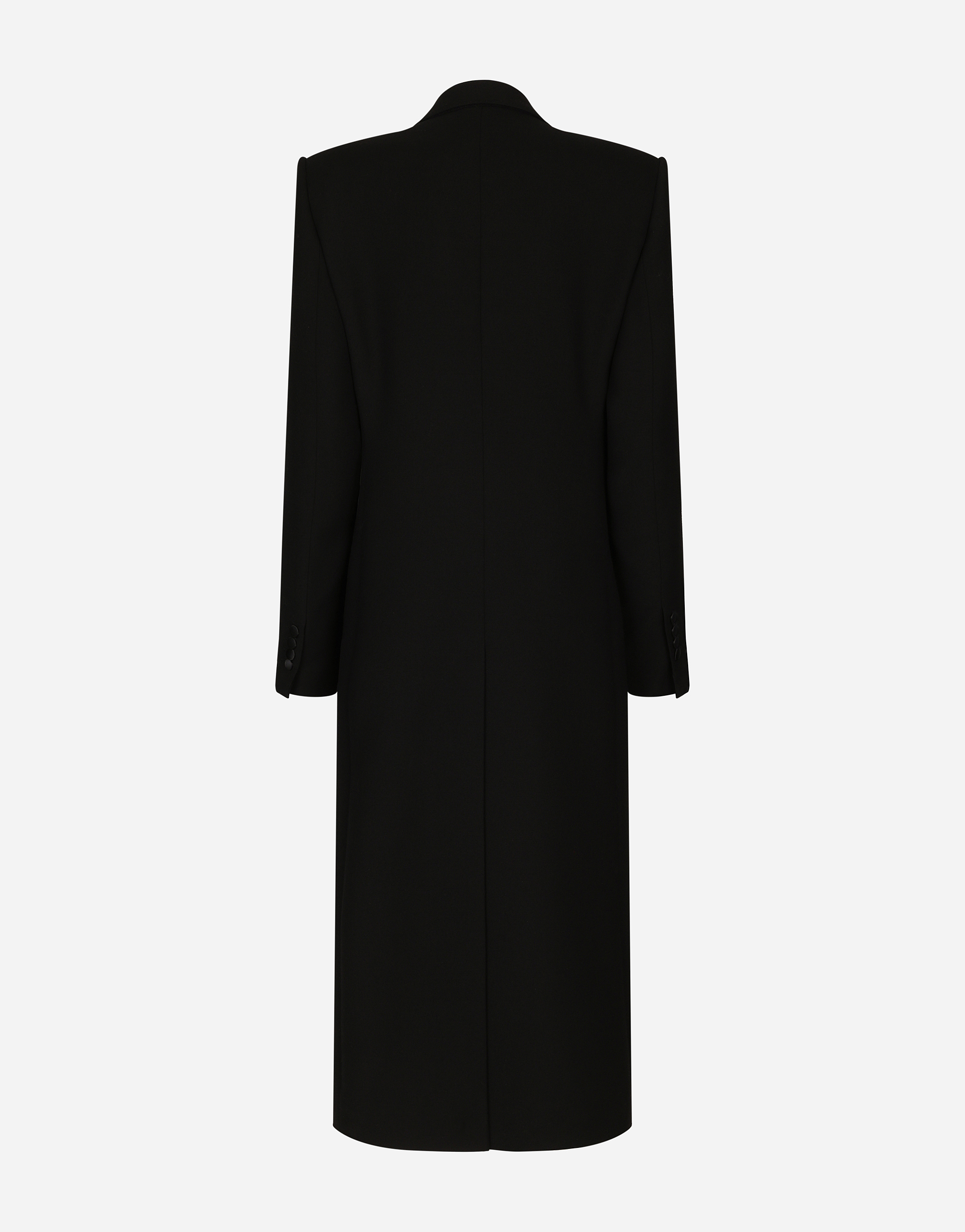 Shop Dolce & Gabbana Long Single-breasted Wool Tuxedo Coat In Black