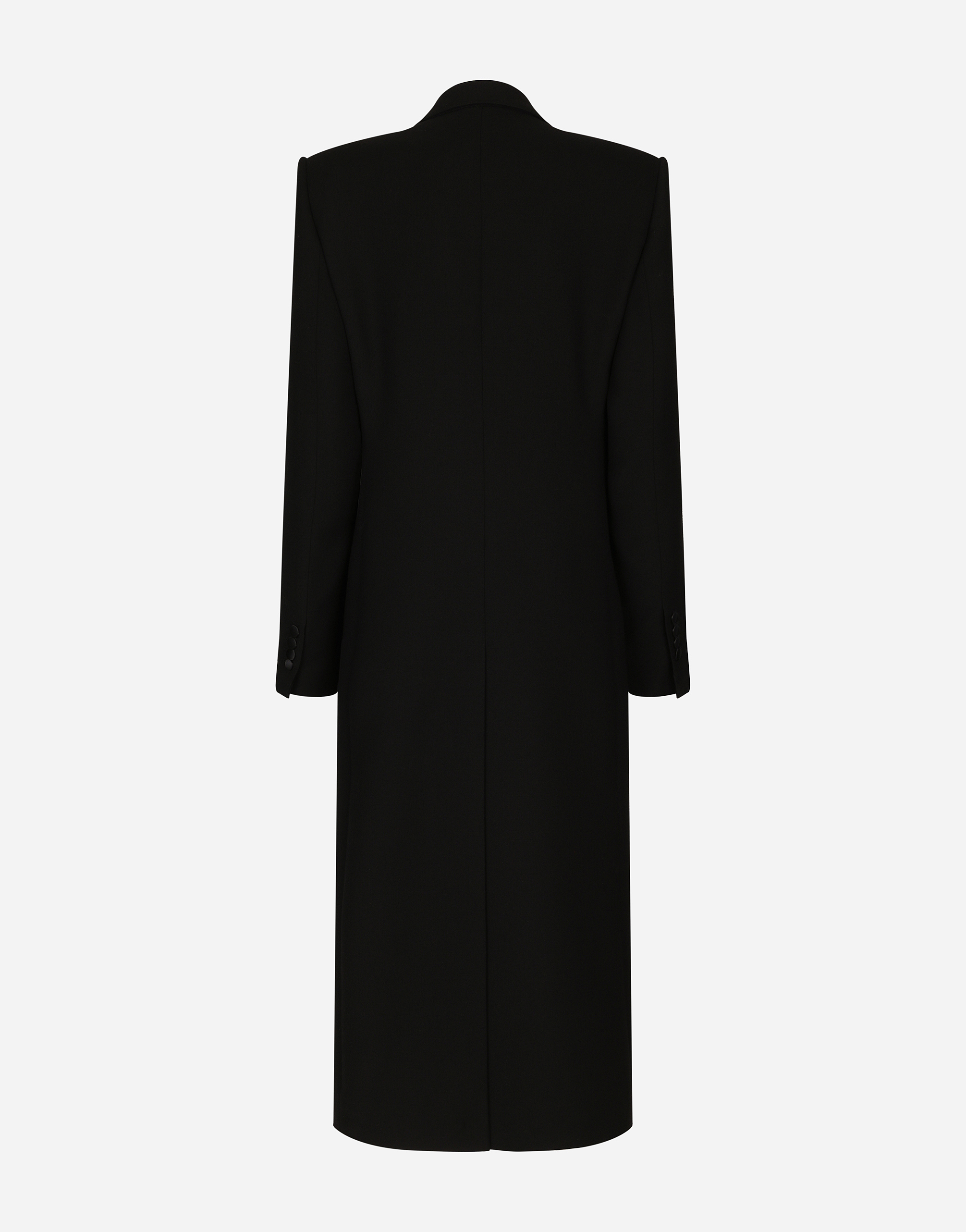 Dolce & Gabbana Long Double-breasted Wool Coat In Black