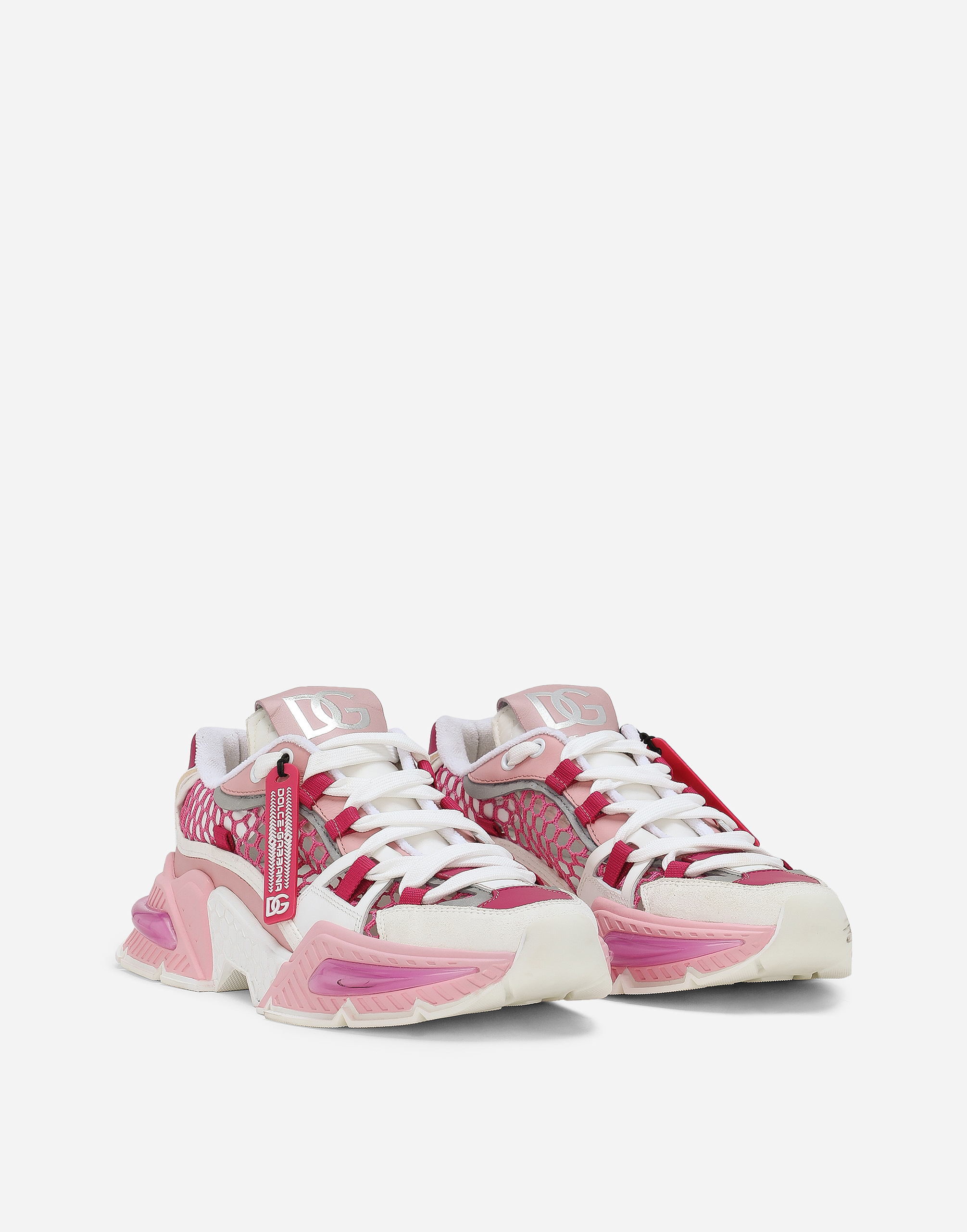 Shop Dolce & Gabbana Mixed-material Airmaster Sneakers In Pink