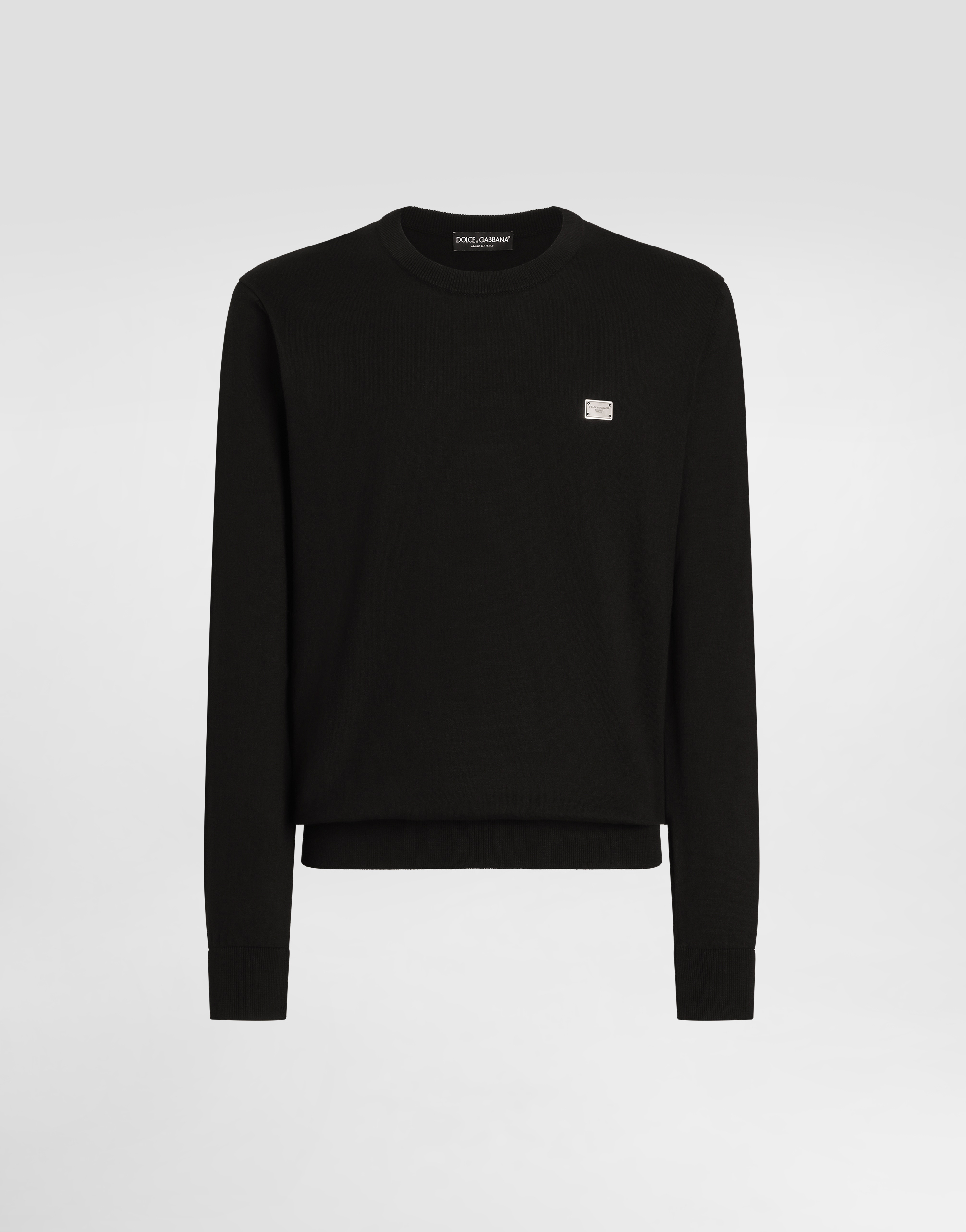 Dolce & Gabbana Cotton Round-neck Sweater With Tag - Man Sweaters And Cardigans Black