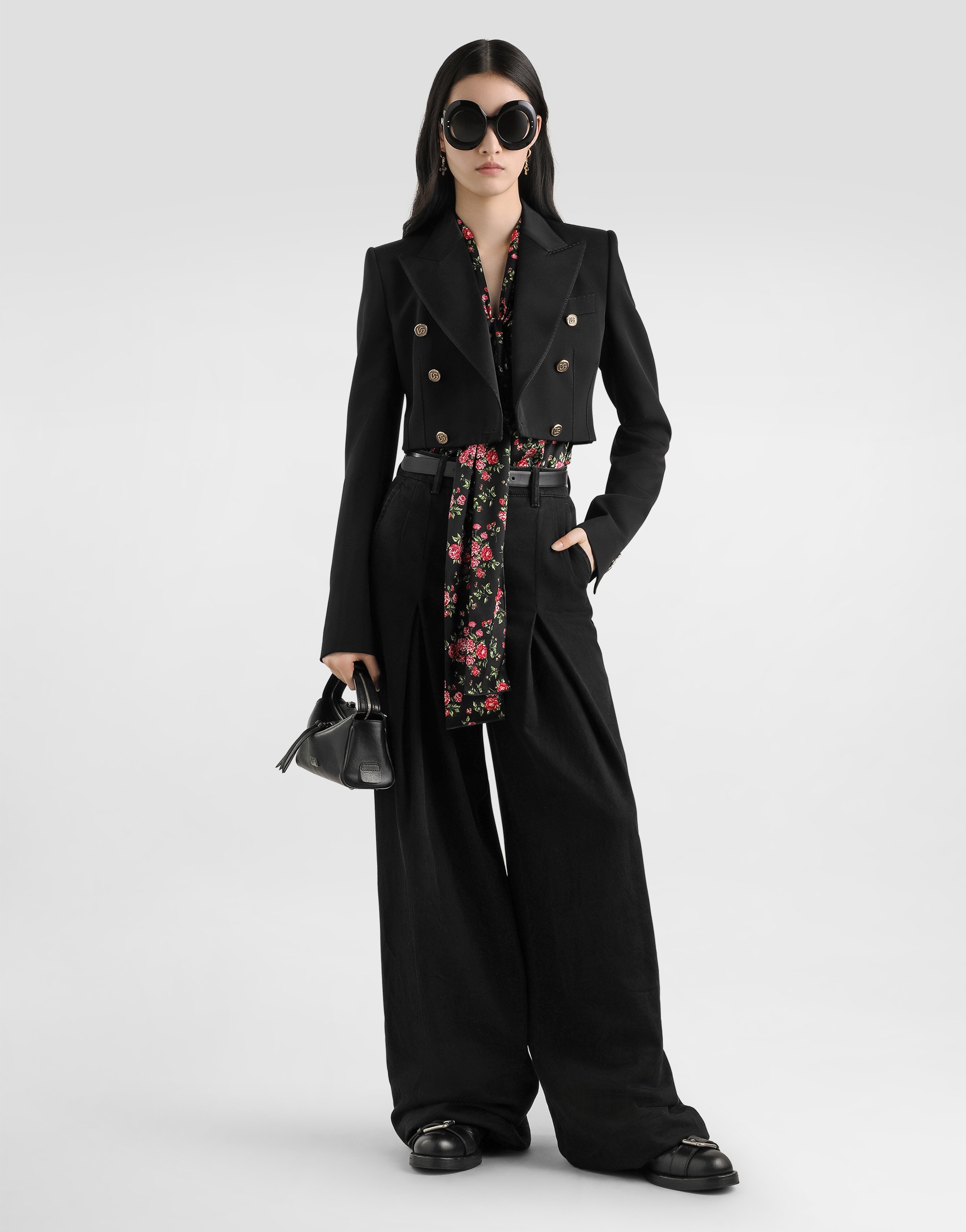 Dolce & Gabbana Small Rose Bouquet-print Satin Shirt In Multi