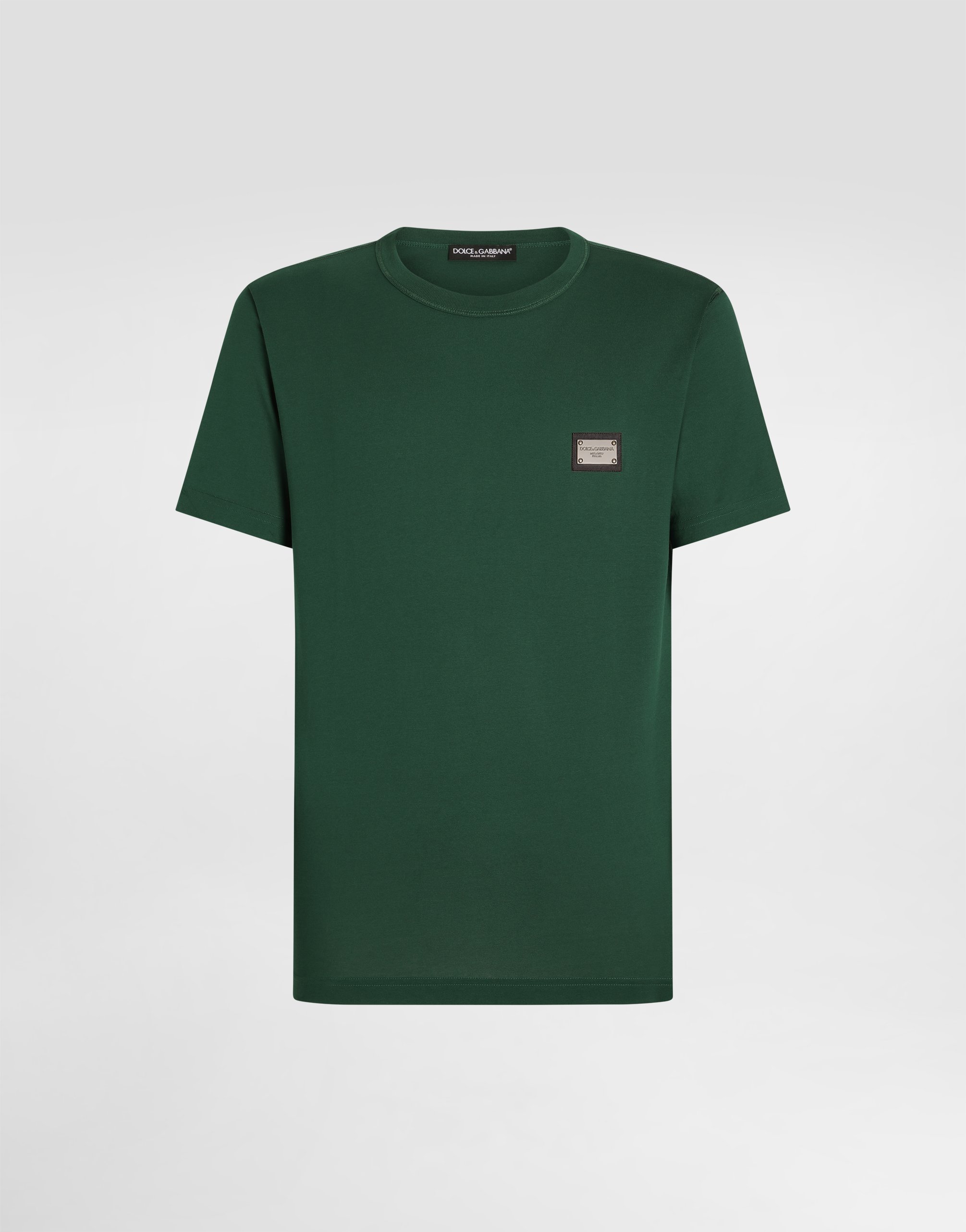 Cotton T-shirt with branded tag in Multicolor for Men