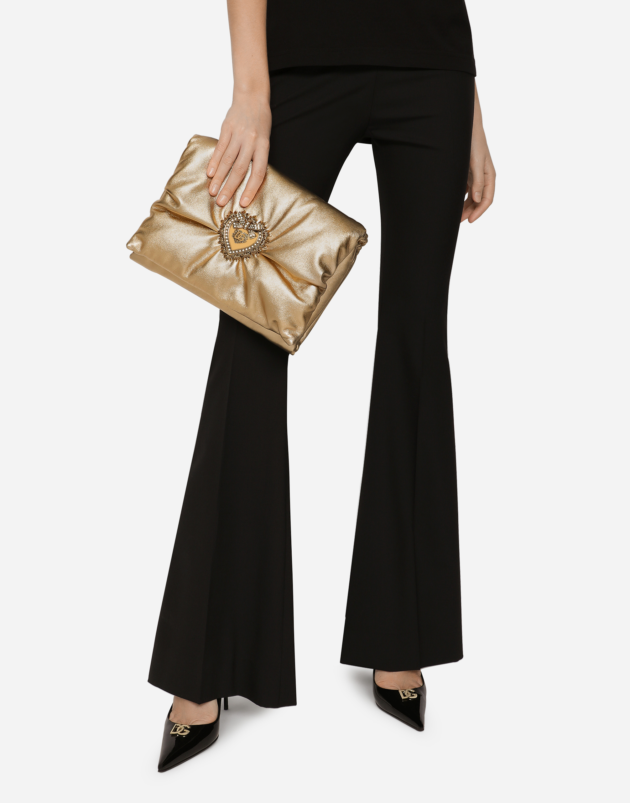 DOLCE & GABBANA MEDIUM FOILED CALFSKIN DEVOTION SOFT BAG