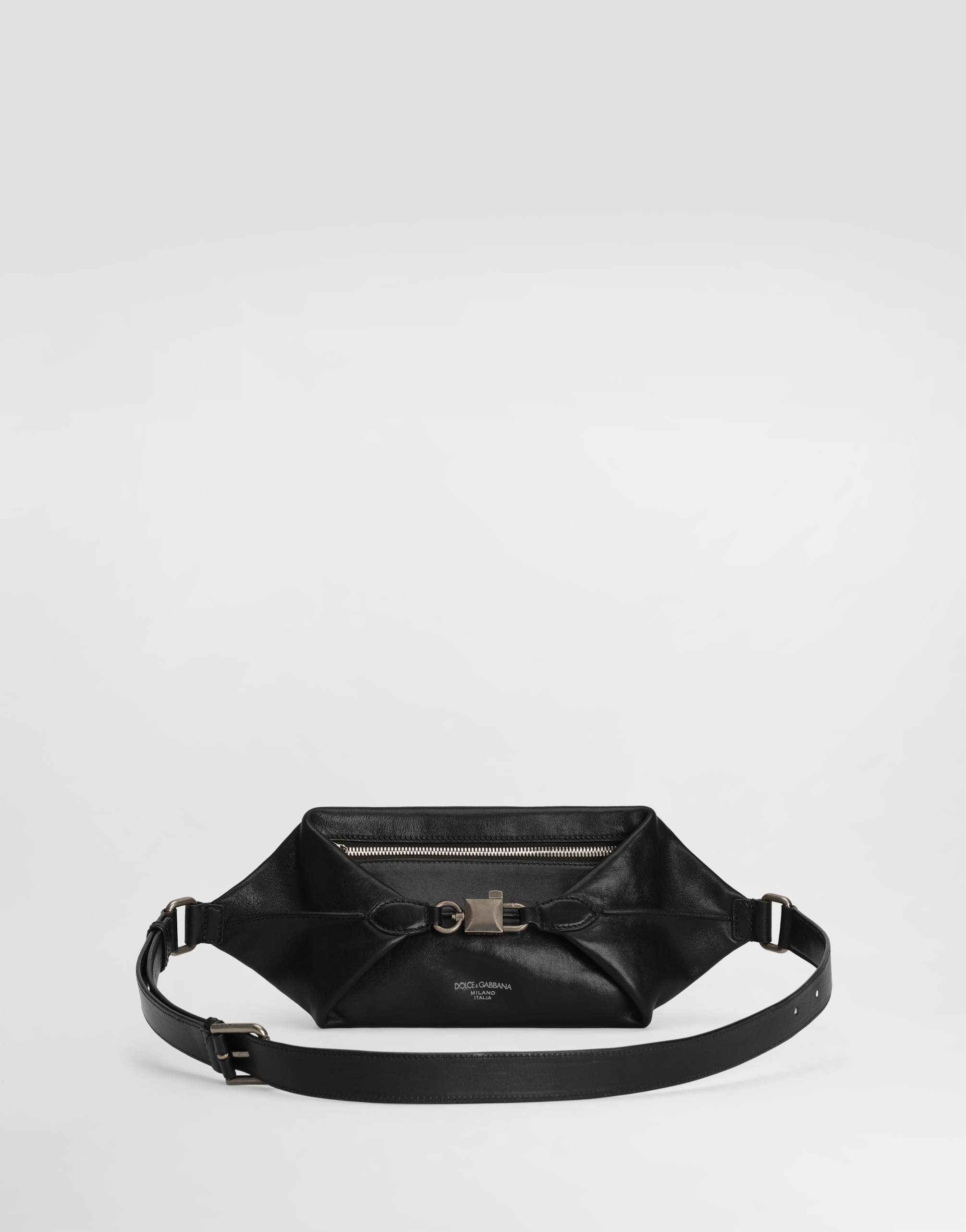 バッグ DOLCE&GABBANA Black l Plate Belt Bag Calfskin nappa leather belt bag in Black for Men | Dolce&Gabbana® US