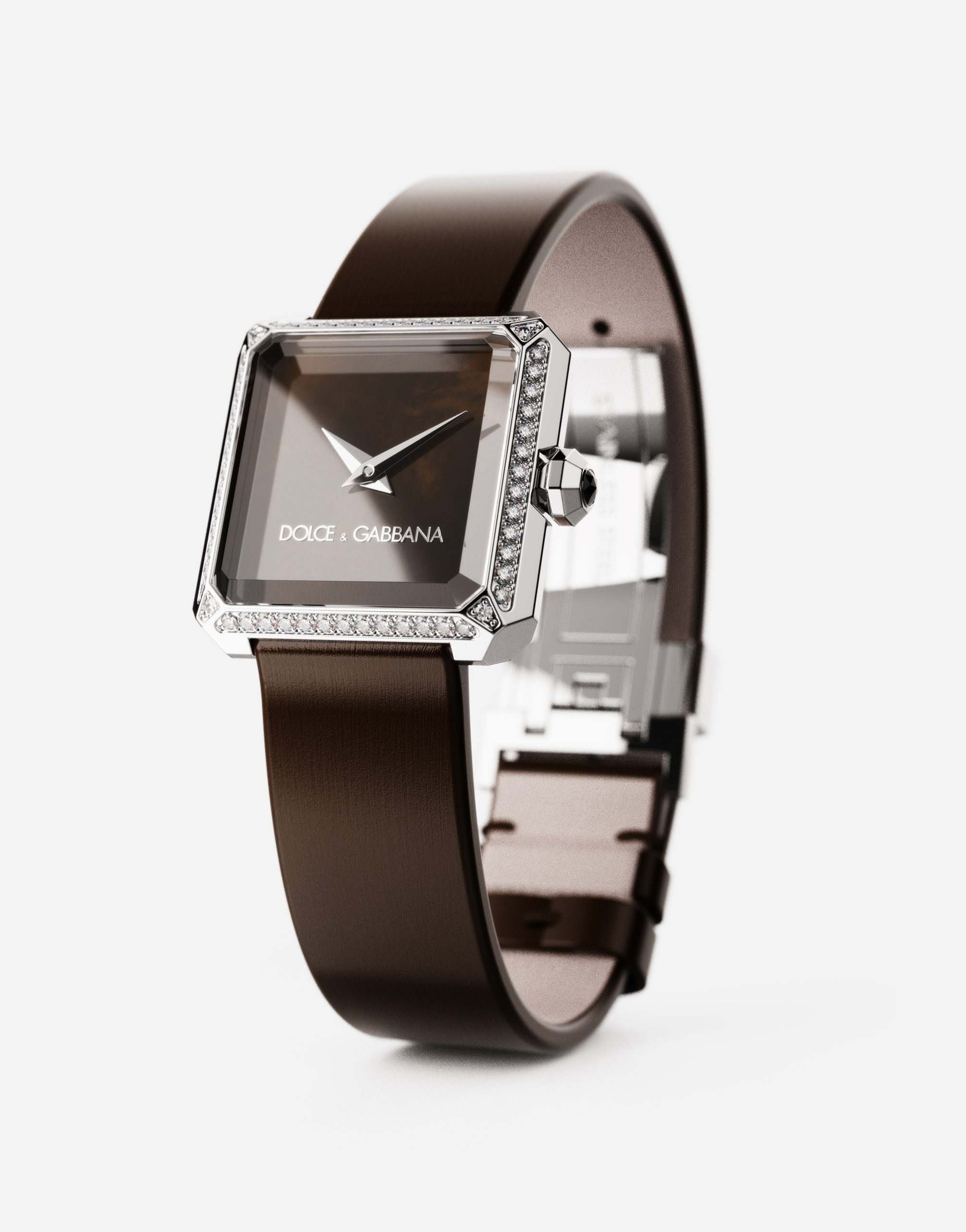 Shop Dolce & Gabbana Sofia Steel Watch With Colorless Diamonds In Chocolate
