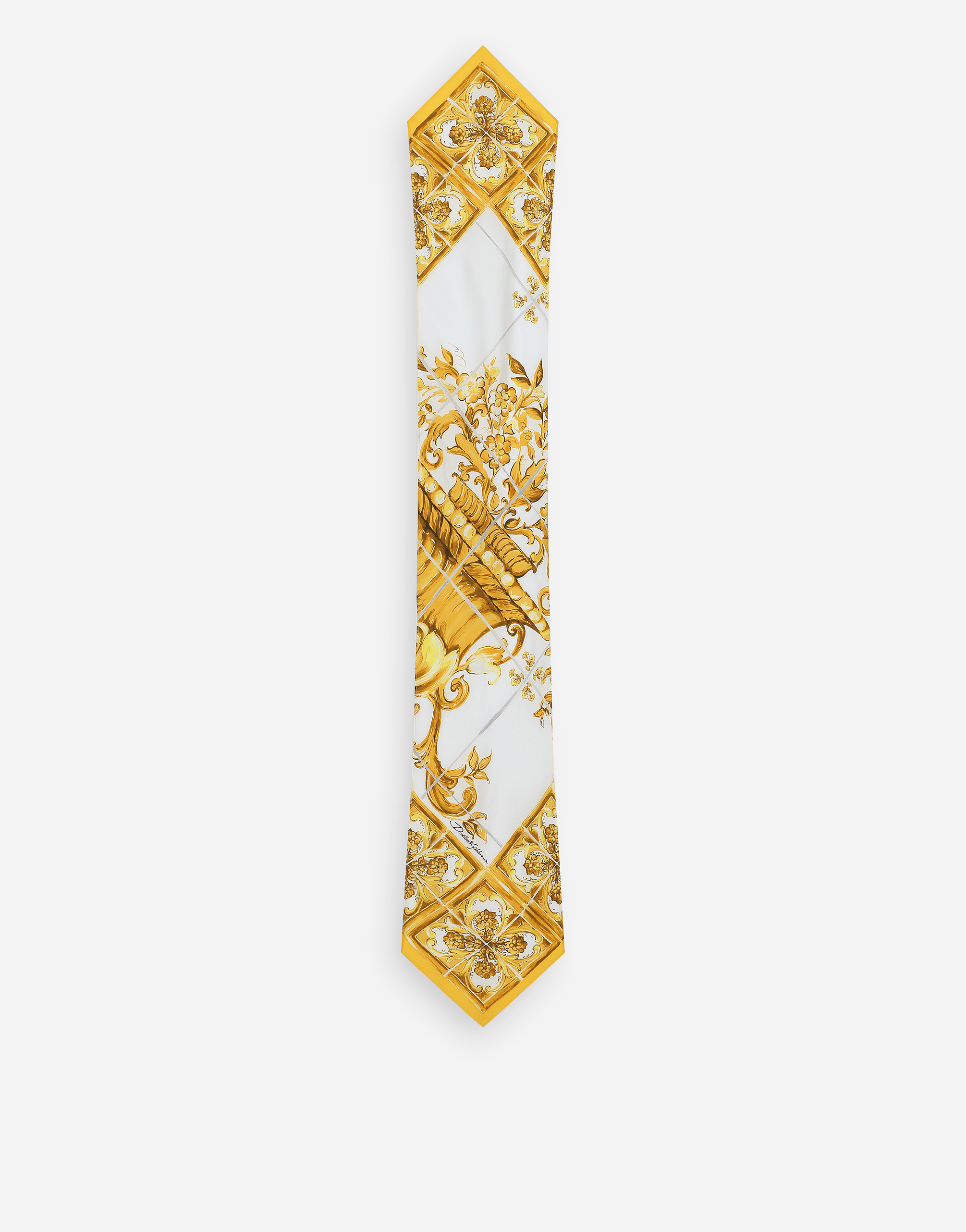 Dolce & Gabbana Silk Twill Scarf With Majolica Print - Woman Belts Print 44